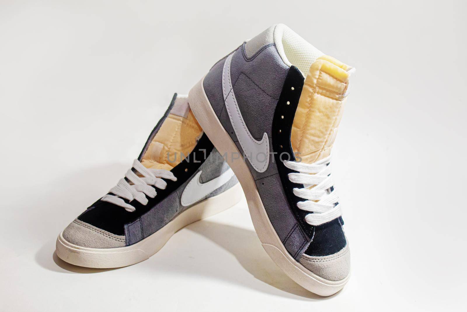 sneakers on white background. selective focus by mila1784