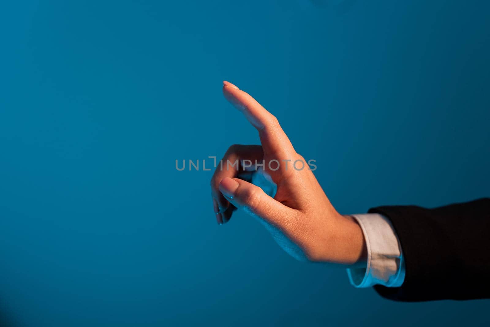 Businesswoman Pointing Important Infortmations With One Finger.