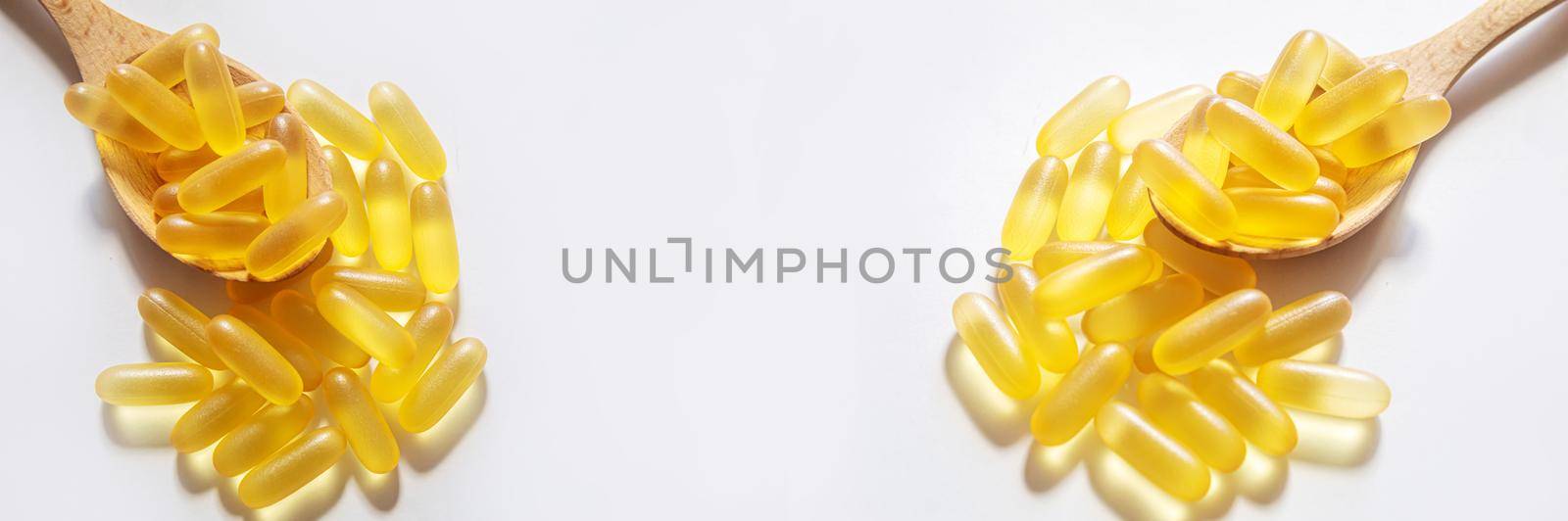 omega 3 gel capsules isolated on white background.selective focus.food