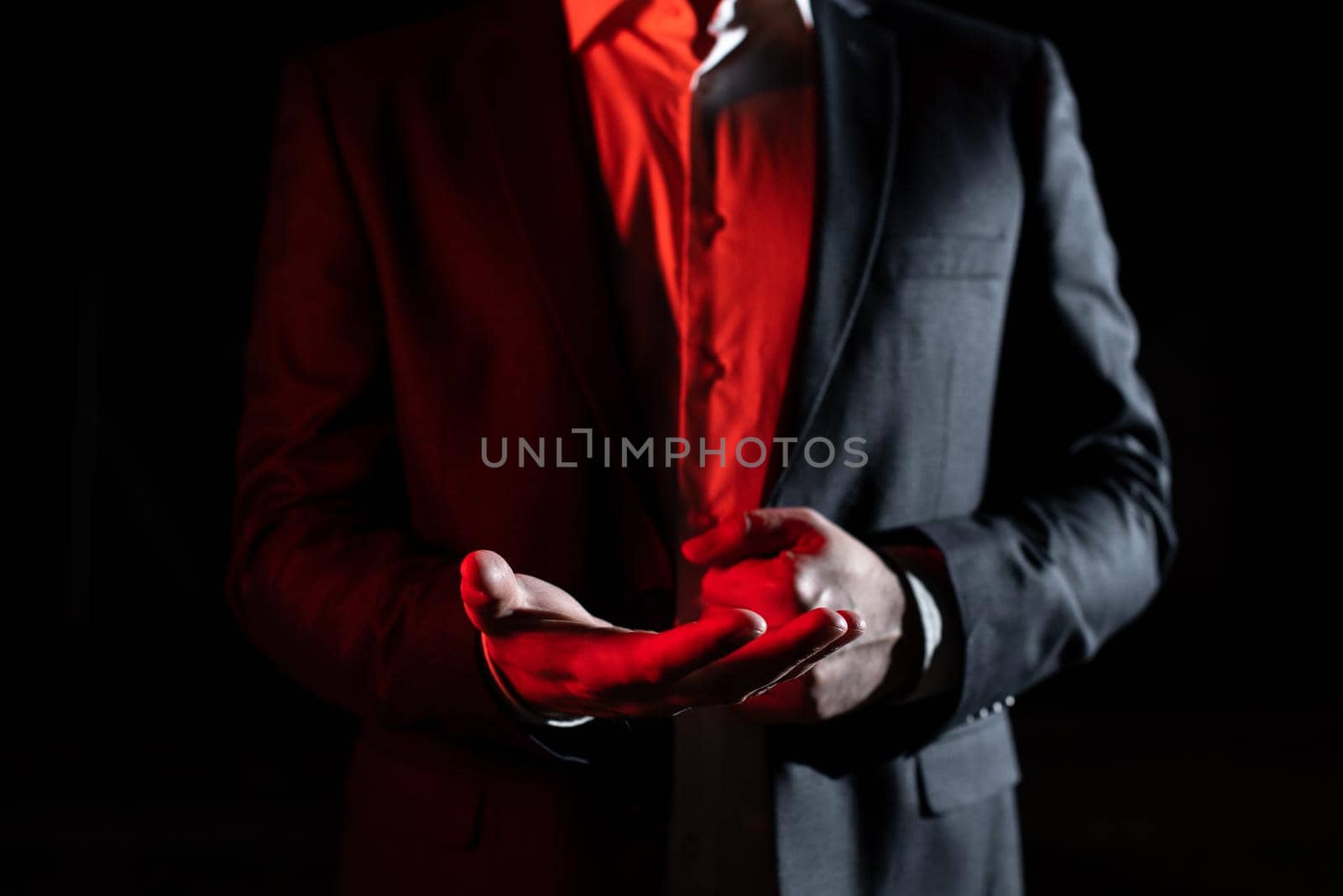 Businessman In Suit Holding New Important Message In One Hand.