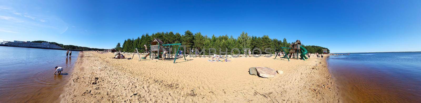 Russia Koprino Bay 23.06.2022. Coast, rocks beach sea panorama