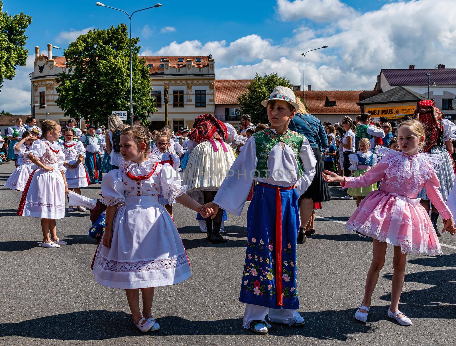 Children in Moravian folk costume in the procession by rostik924