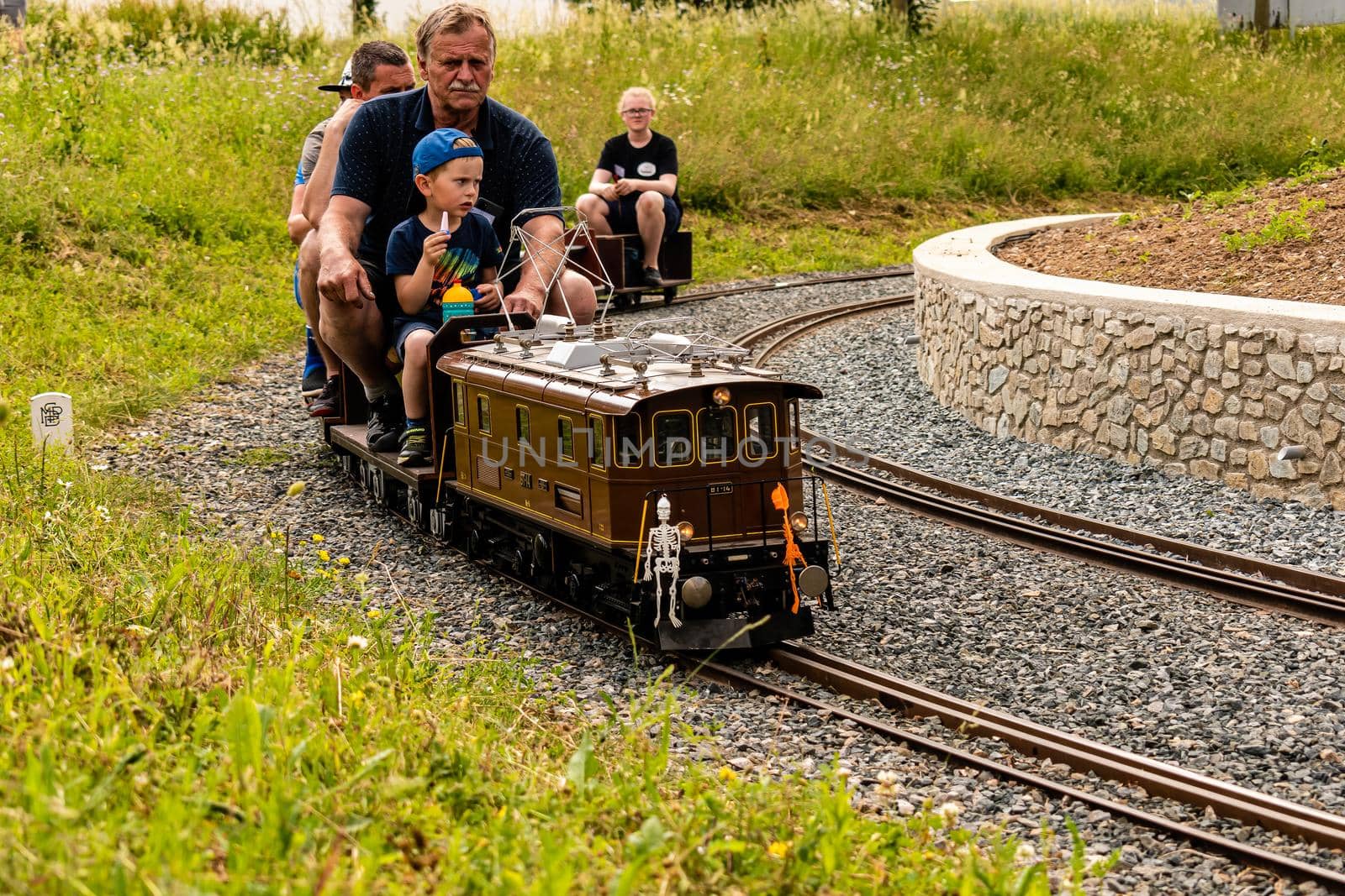 Czech Republic Brno, Jun 4, 2022 Children's attraction, model train, Olympia Park Brno