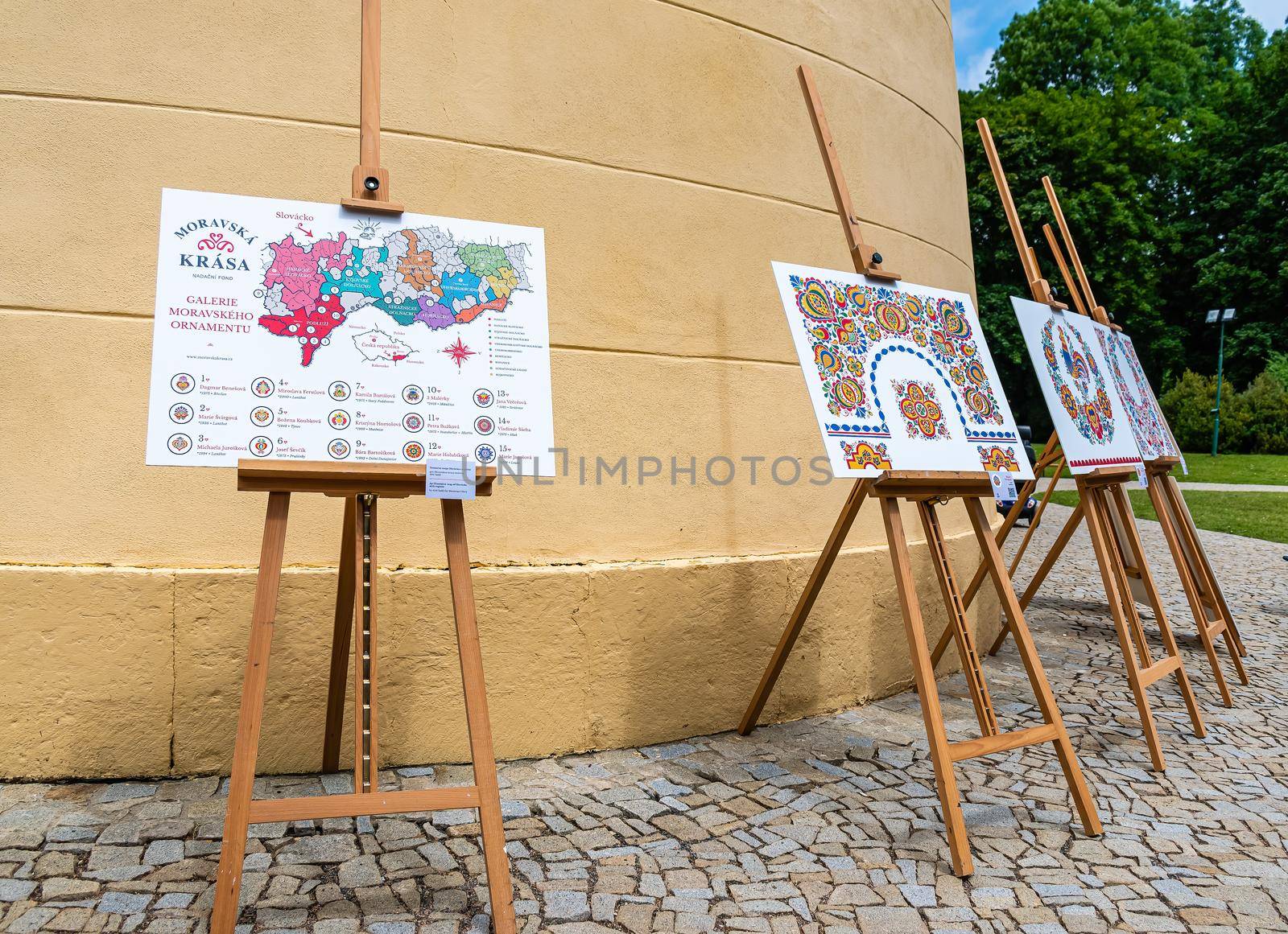 Straznice, Czech Republic - June 23, 2022 International Folklore Festival Exhibition of folk ornaments of South Eastern Moravia