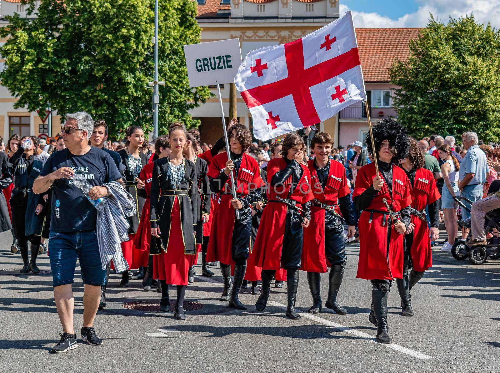 Straznice, Czech Republic - June 25, 2022 International Folklore Festival. Georgian folklore ensemble at the festival