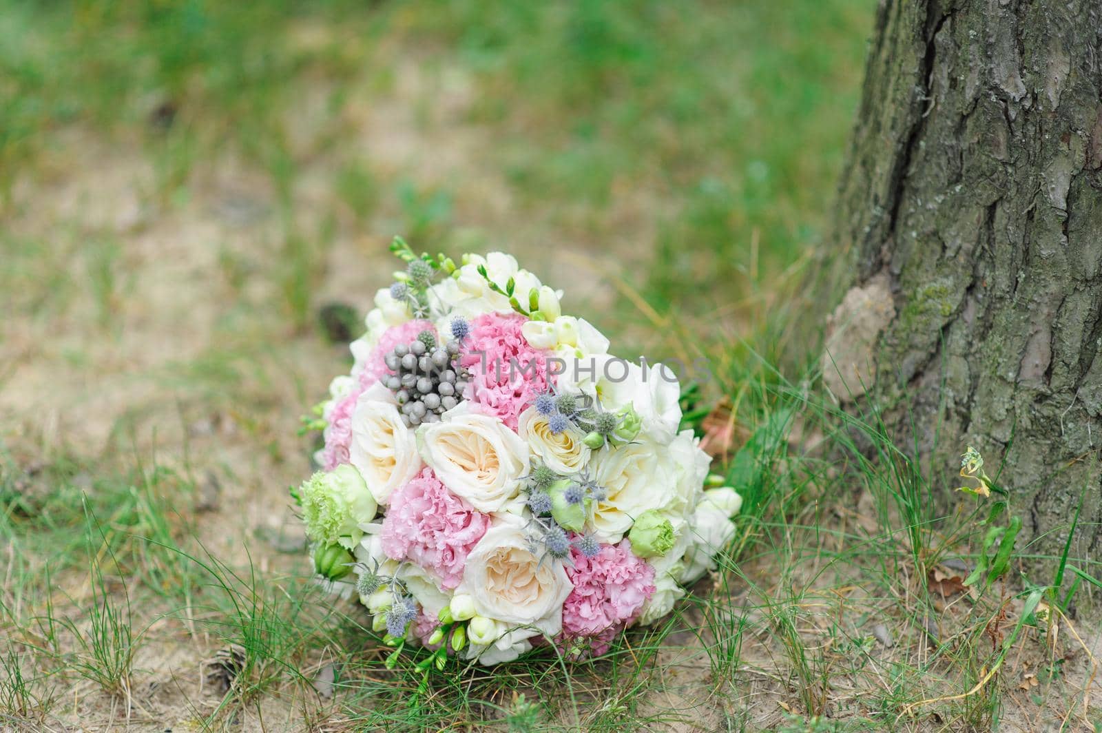 wedding bouquet on the grass