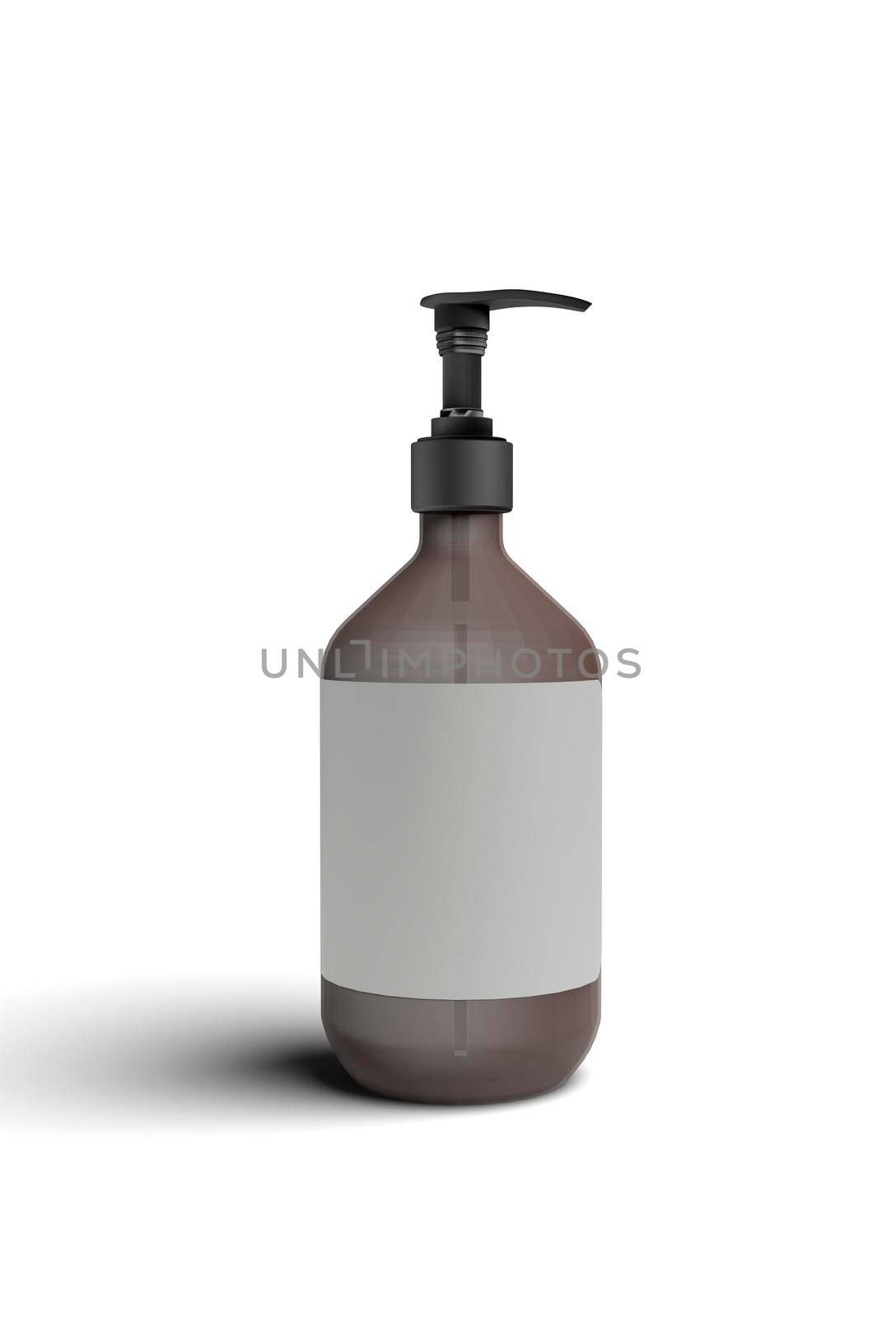 cosmetic bottle mockup with silver cap. realistic illustration. 3d rendering