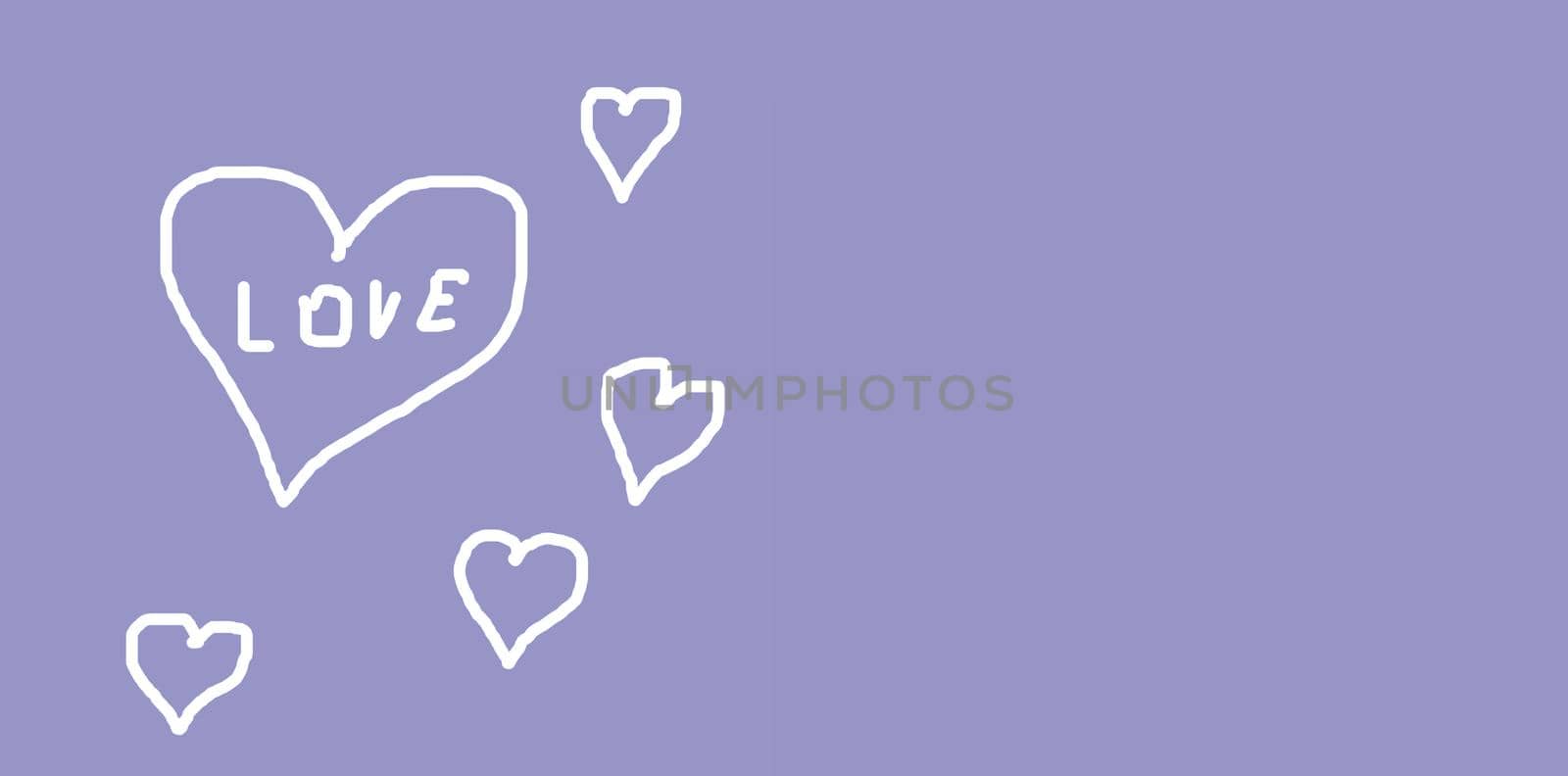 White painted hearts on a lilac background.The concept of love by lapushka62