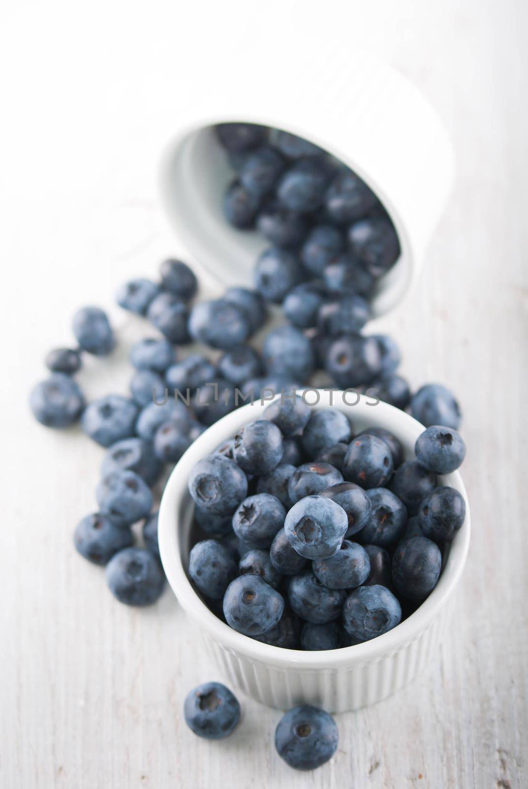 fresh blueberry in ceramic pot. High quality photo