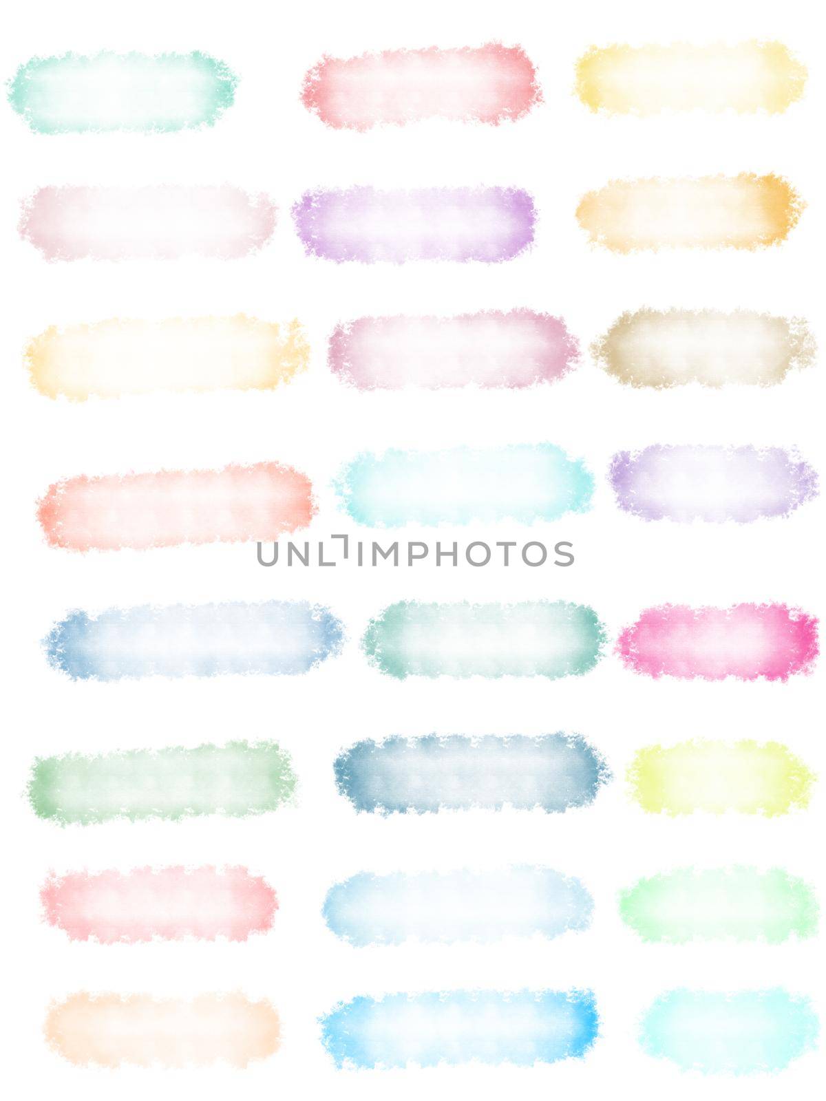Watercolor swatches set. Collection pastel strokes paint. Various shades colors spots decoration isolated