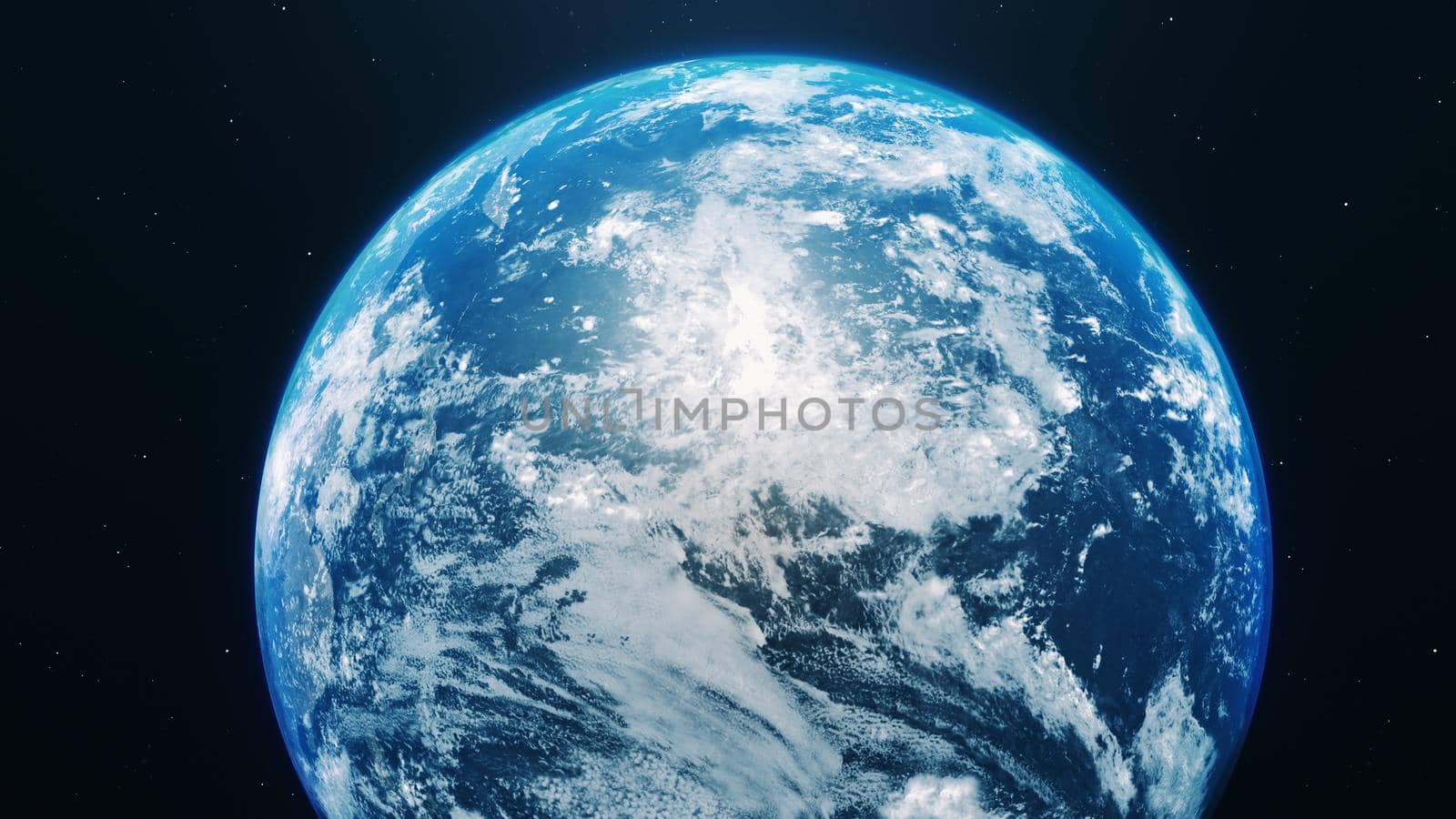 3D rendering blue earth in open space 4k