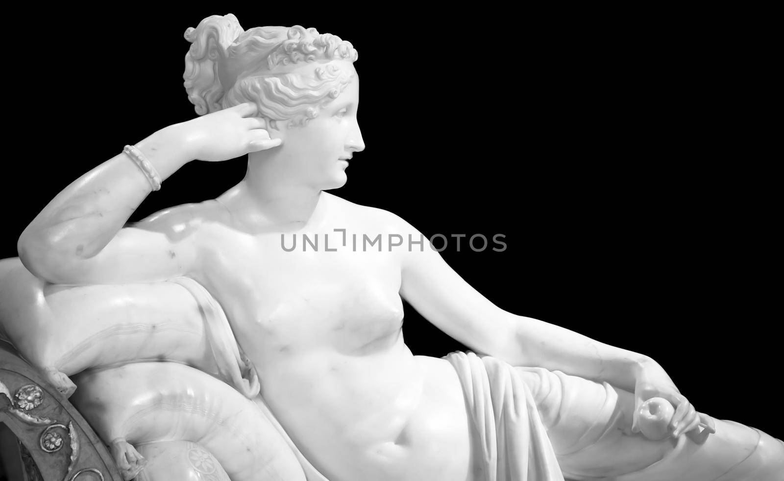 ROME, ITALY - AUGUST 24, 2021: Antonio Canova sculpture of Pauline Bonaparte, his masterpiece located in Villa Borghese