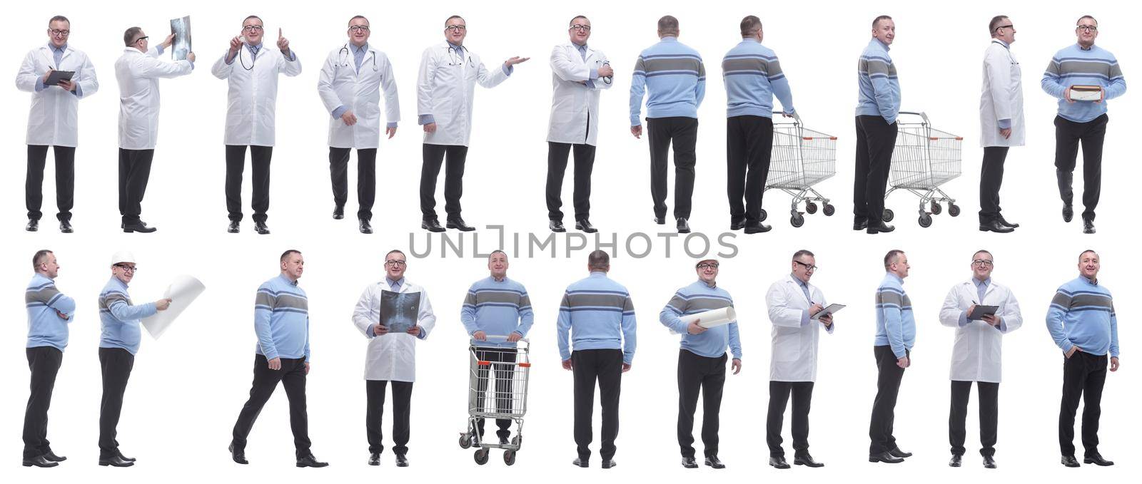 set of images of a man in full growth. displays many concepts