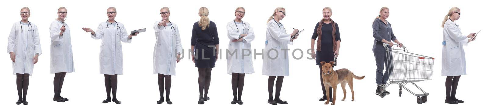 set of images of a woman in full growth. displays many concepts