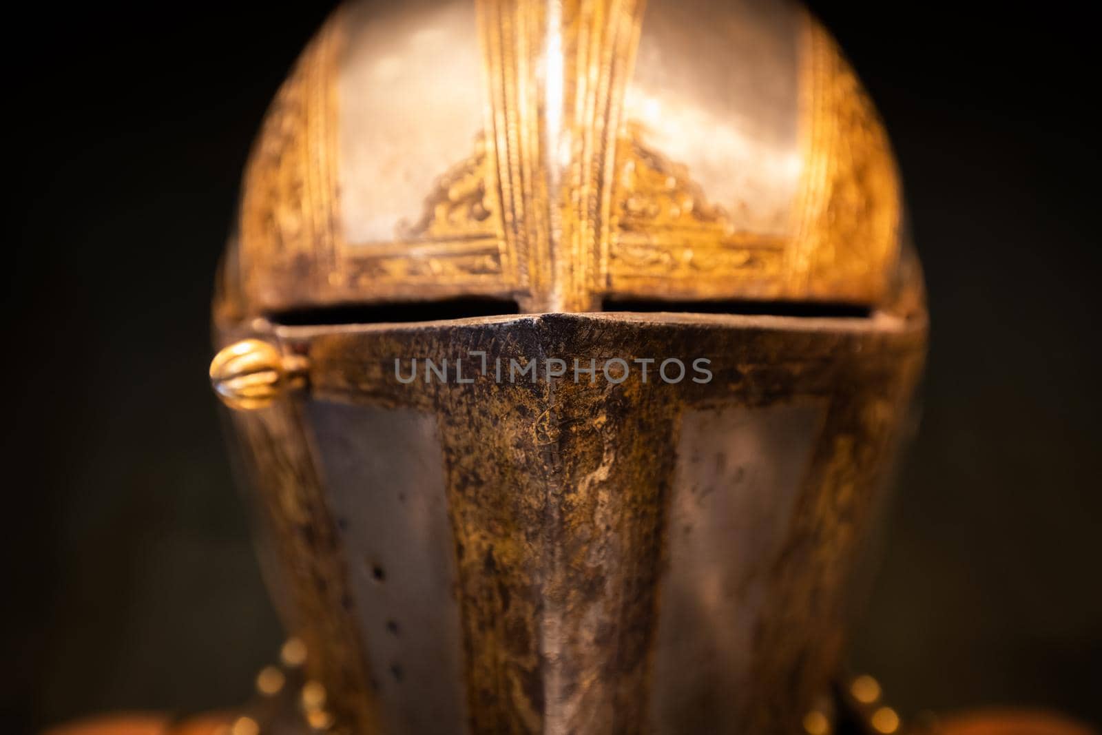 Antique armour on black background. Concept for security, safety and fantasy. by Perseomedusa