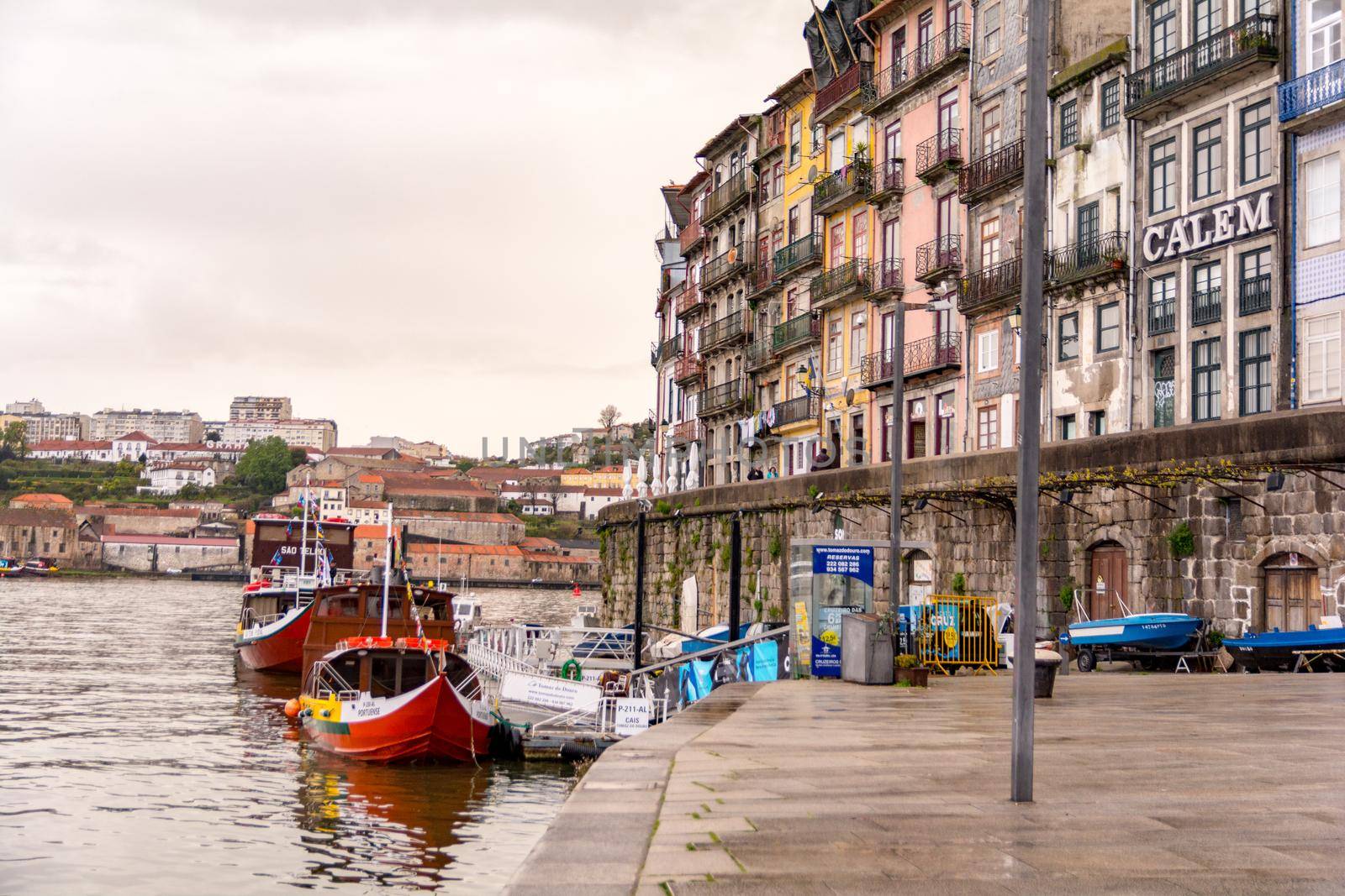 Porto, Portugal : 12 April 2016 : Old town of Porto and river Douro at sunset, Portugal.