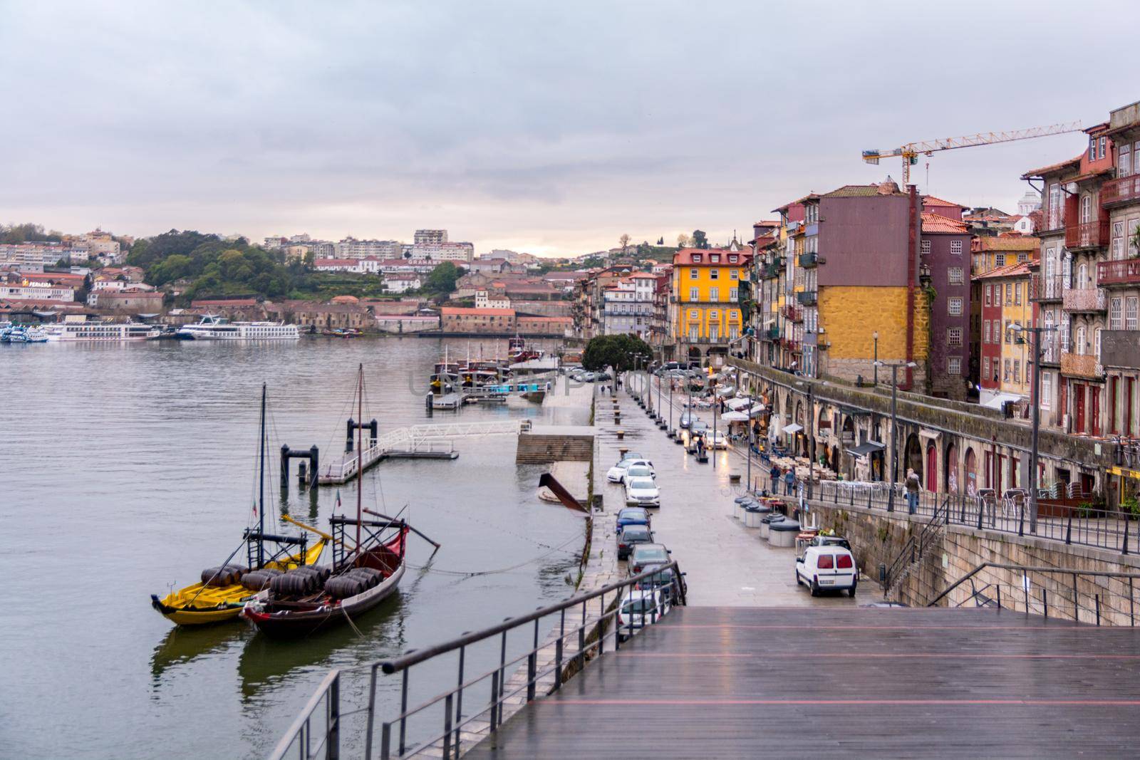 Porto, Portugal : 12 April 2016 : Old town of Porto and river Douro at sunset, Portugal.