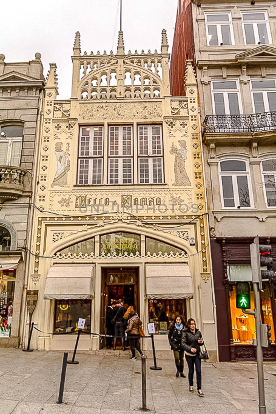 Porto, Portugal : 12 April 2016 : Cloudy day in Old town of Porto Libreria Lello. (Harry Poter).