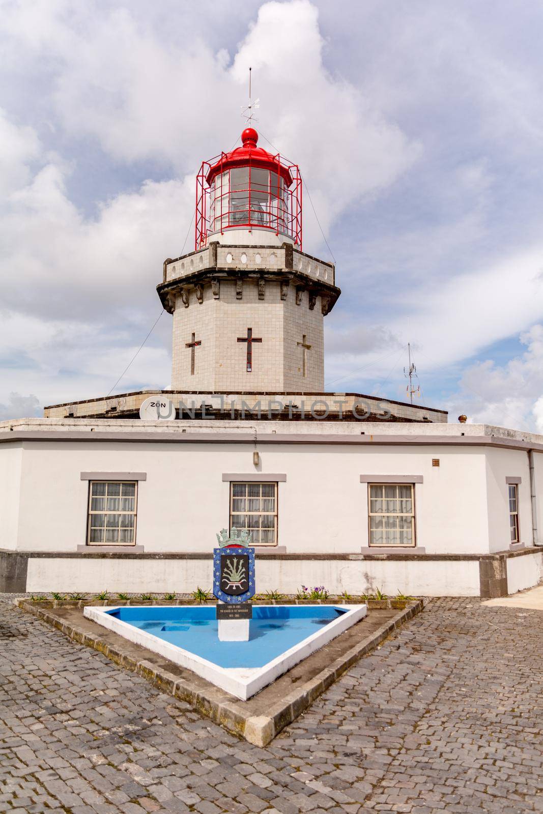 Lighthouse Arnel on the Sao Miguel Island in the Azores Archipelago, Portugal.