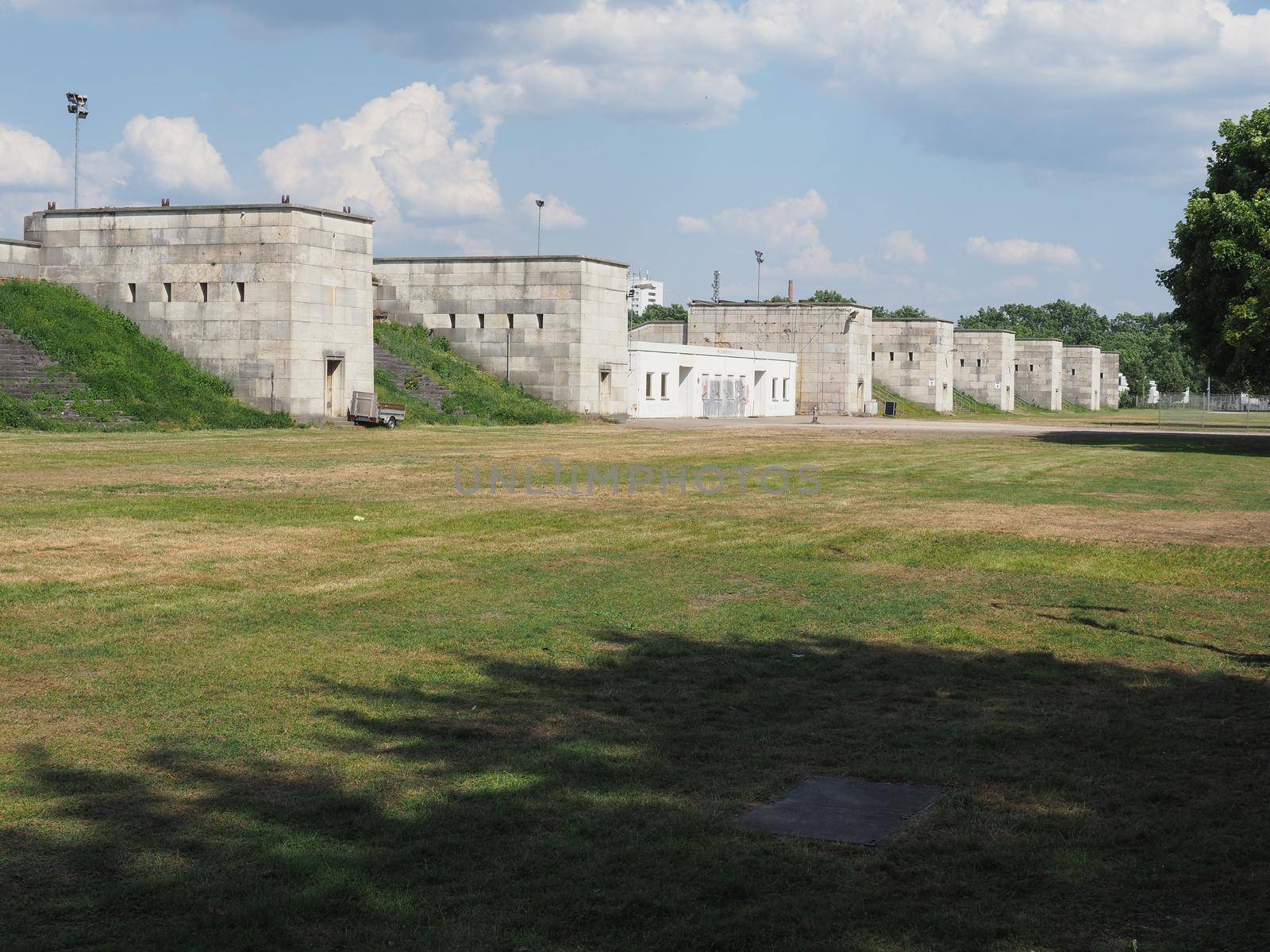 Zeppelinfeld translation Zeppelin Field designed by architect Albert Speer as part of the Nazi party rally ground in Nuernberg, Germany