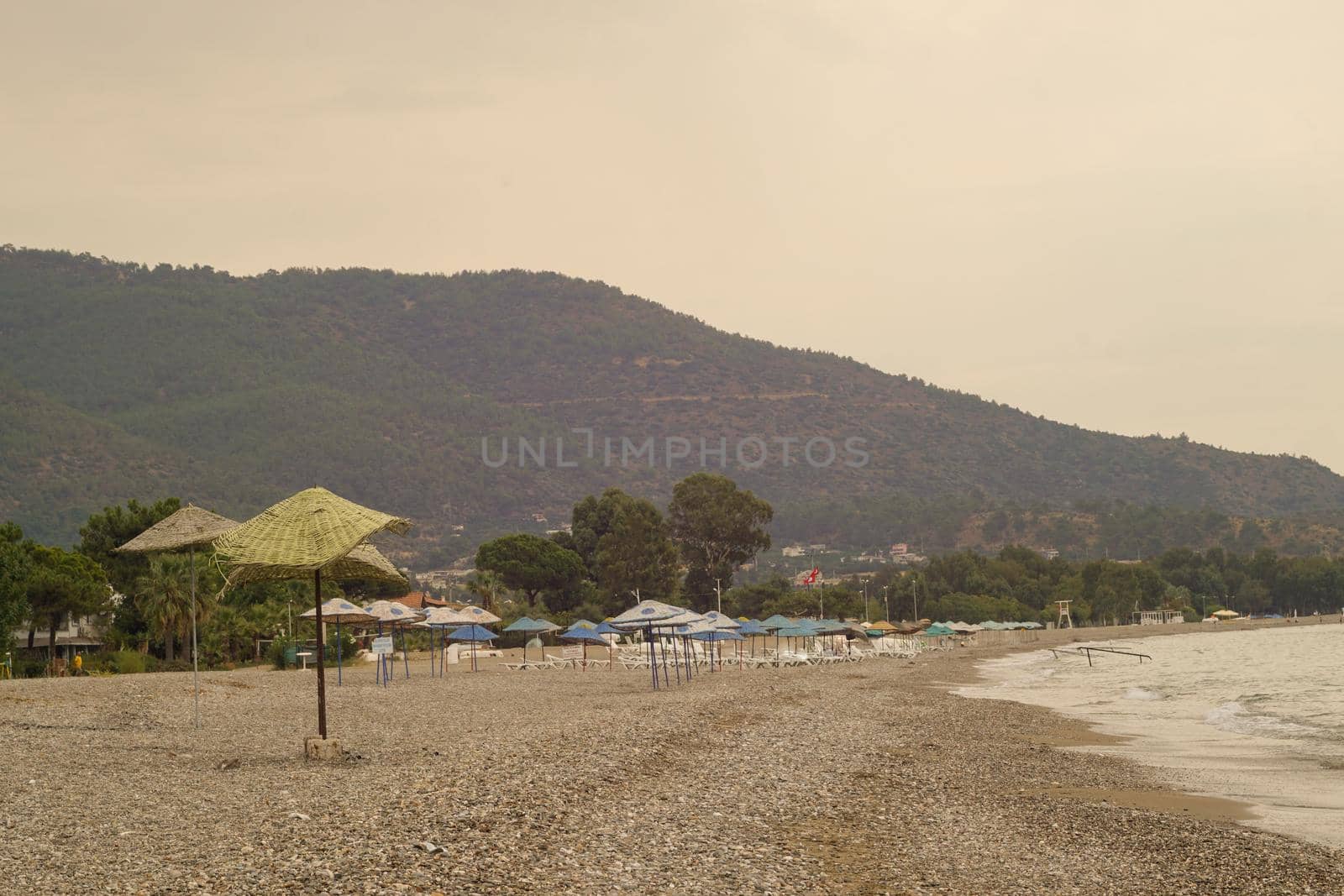 Empty beach in the autumn