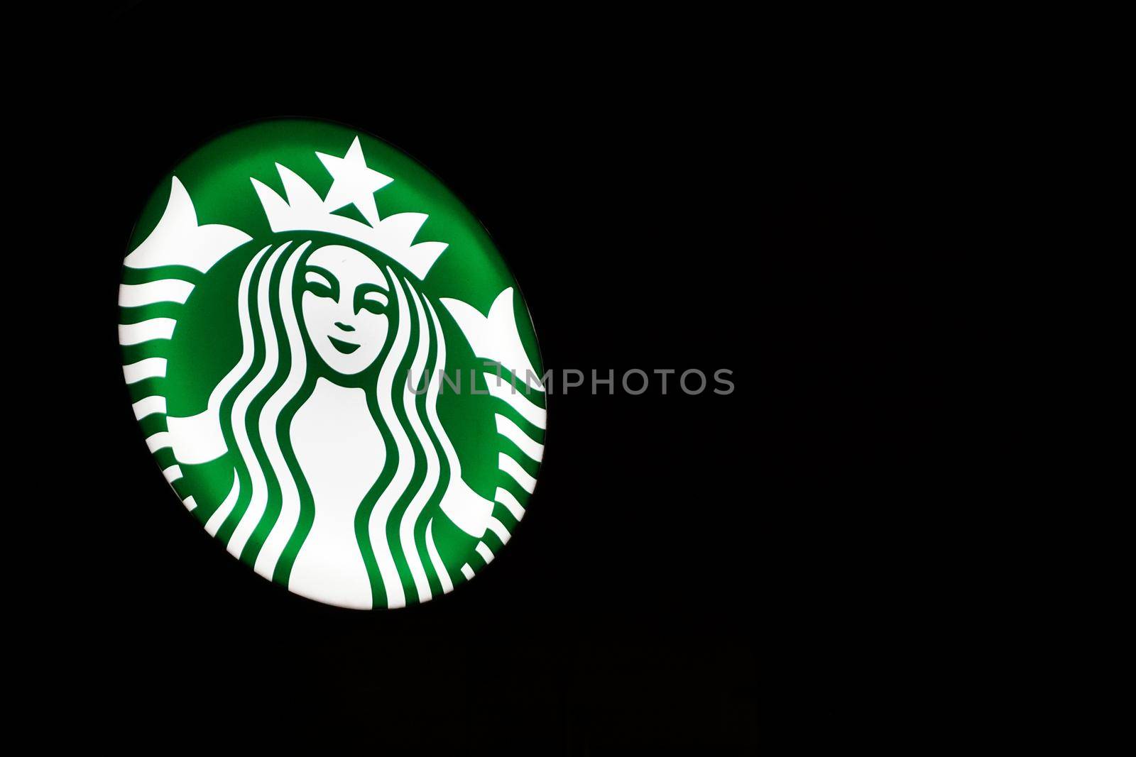 19 May 2019 Eskisehir Turkey. Starbucks signboard close up view with copy space