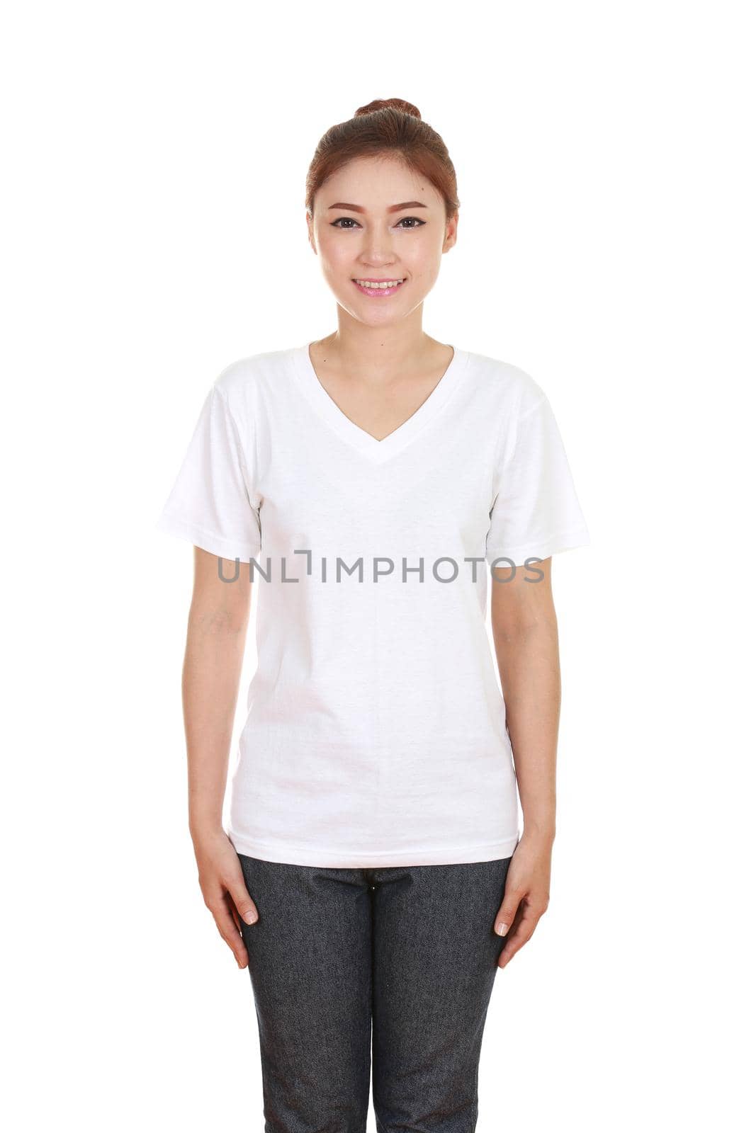 young beautiful female with blank t-shirt  by geargodz