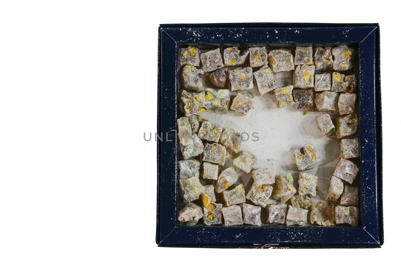 Box with Turkish delight on an isolated background. by gelog67