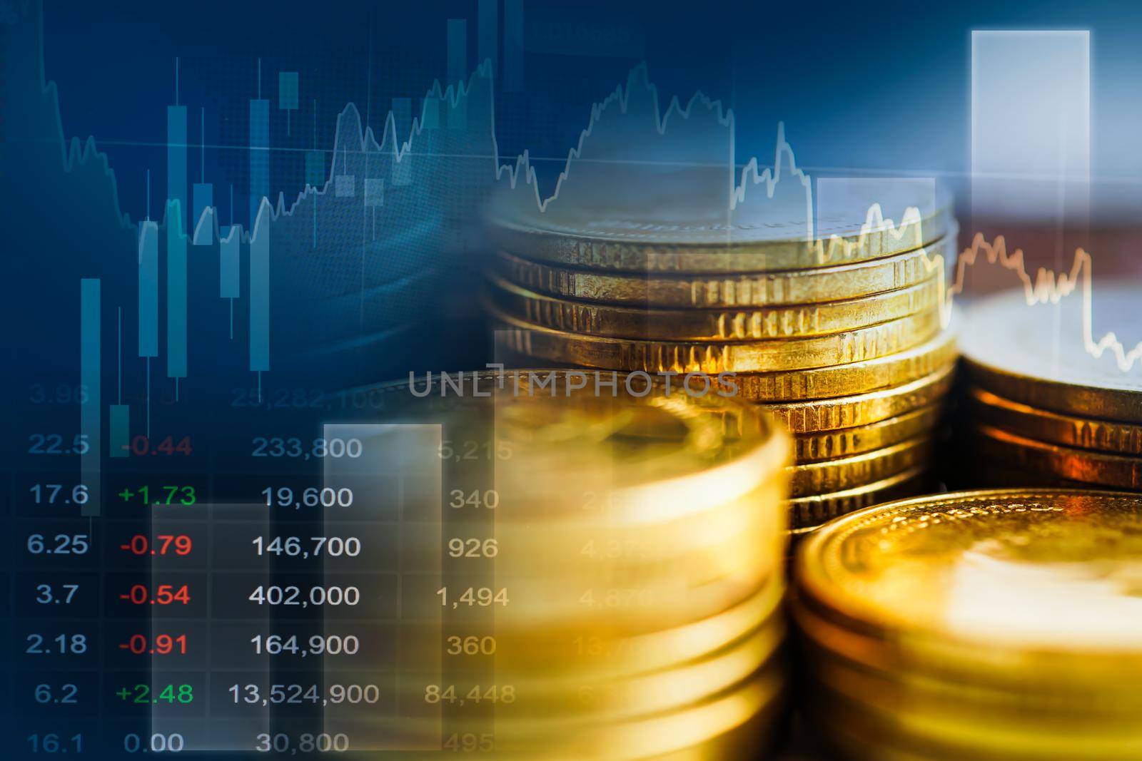 Stock market finance business, economy trend graph digital technology.