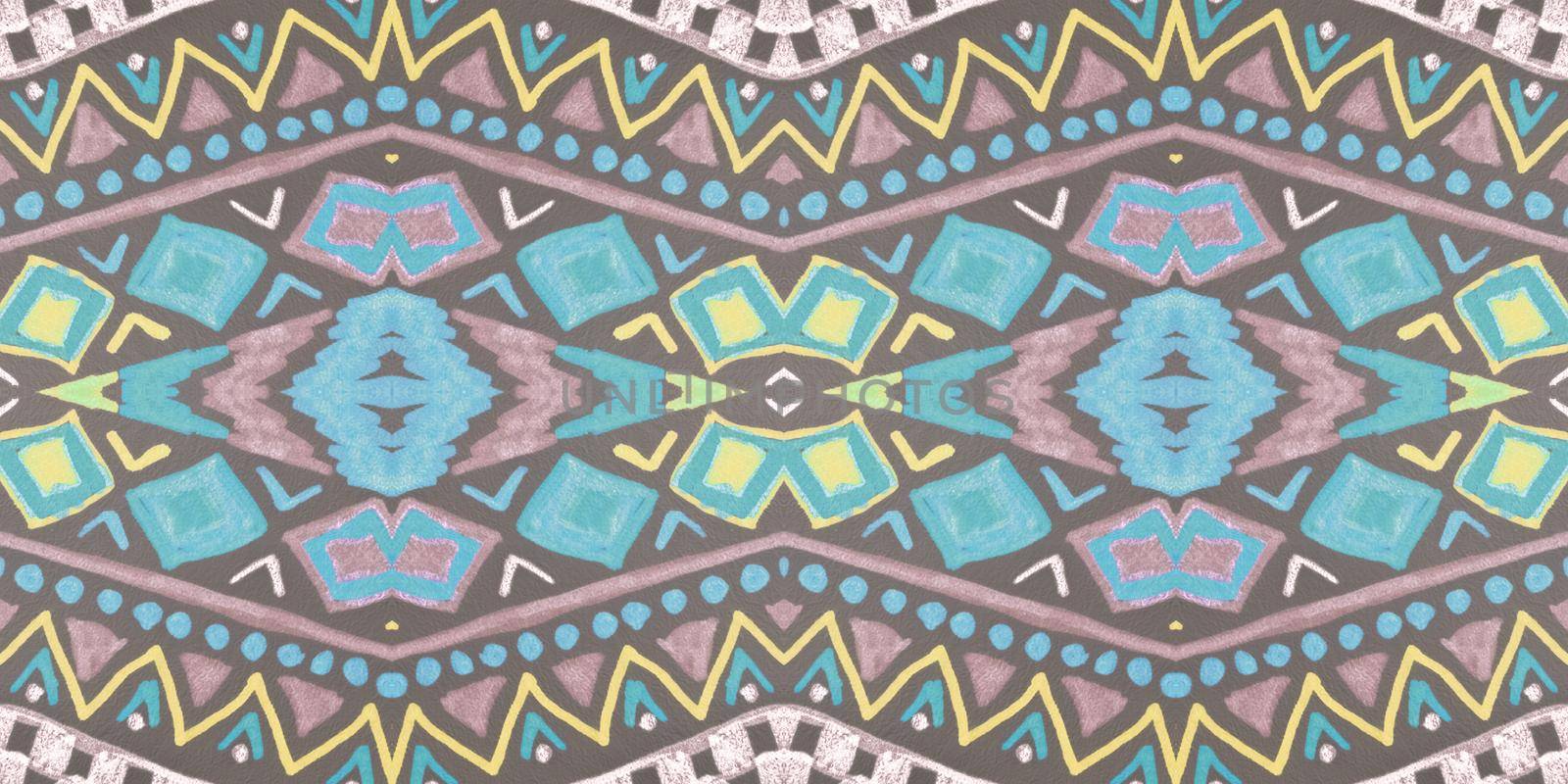 Abstract tribal ribbon. Seamless ethnic pattern. Vintage aztec background. Peru native print. Geometric tribal ribbon. Art navajo design for textile. Hand drawn maya ornament.