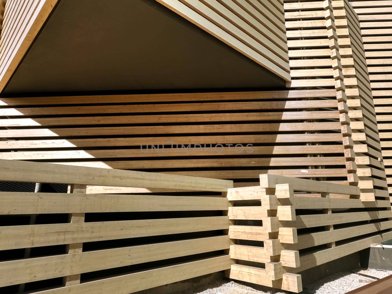 Wooden outer wall girders of modern museum in Eskisehir