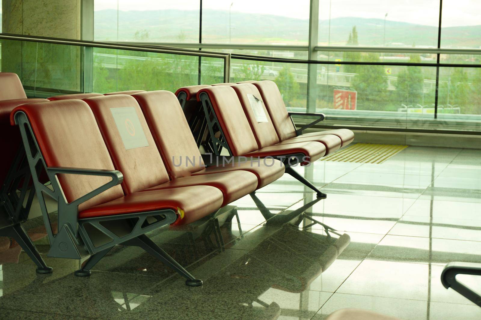 7 May 2022 Ankara Turkey. Empty airport terminal at Esenboga airport