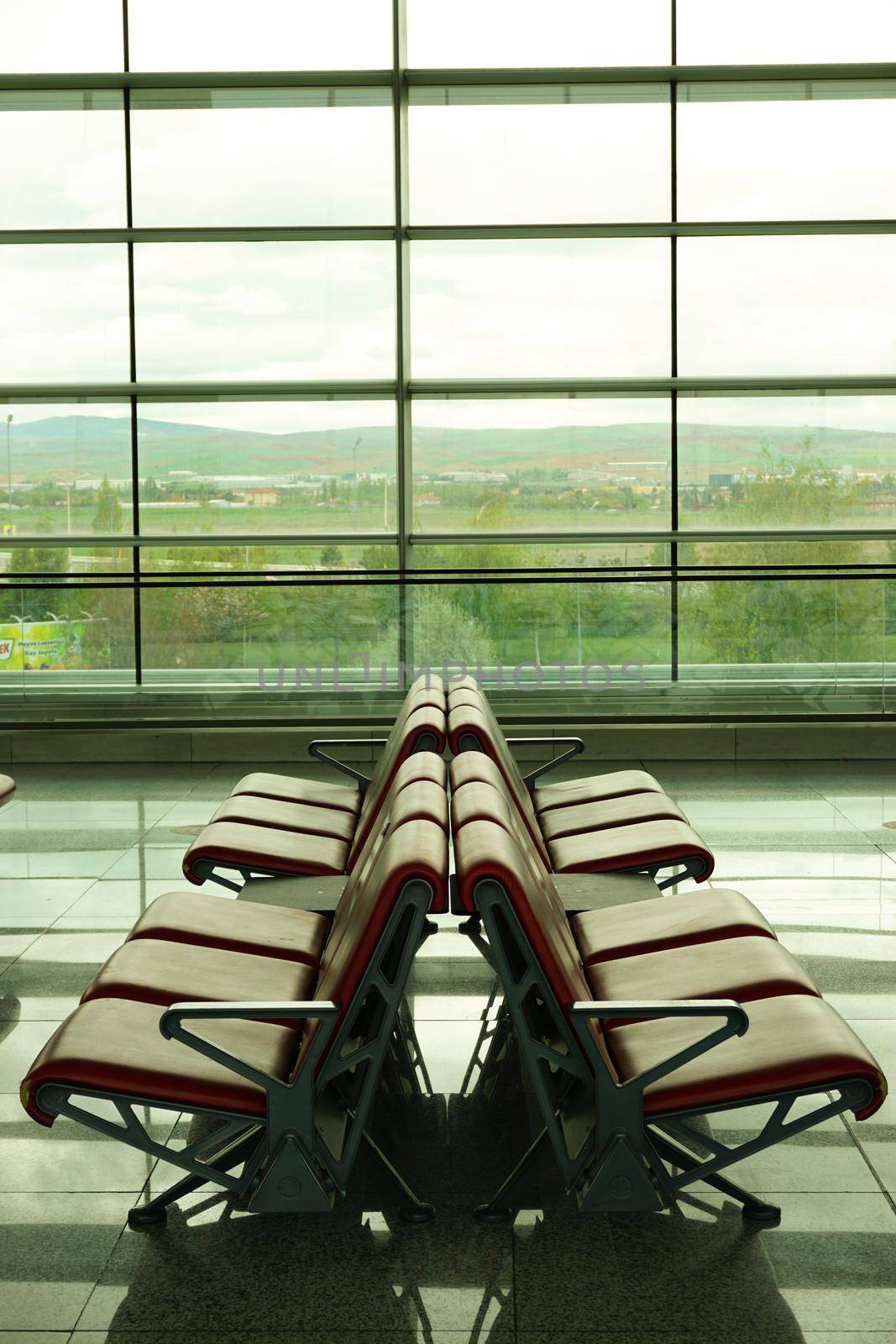 7 May 2022 Ankara Turkey. Empty airport terminal at Esenboga airport