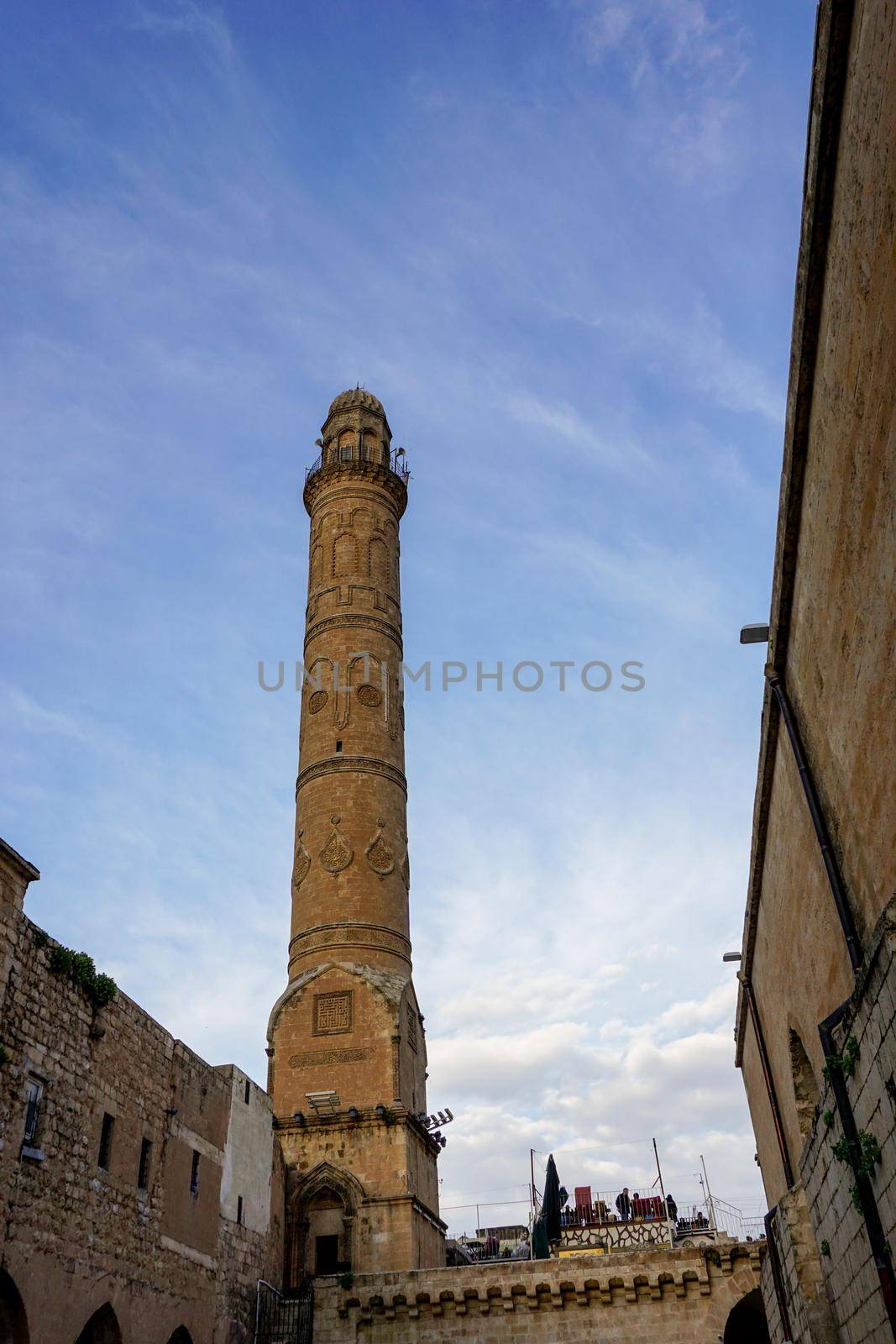 Artuklu Mardin, Turkey 7 May 2022 Mardin landscape at sunset with minaret of Ulu Cami, also known as Great mosque of Mardin