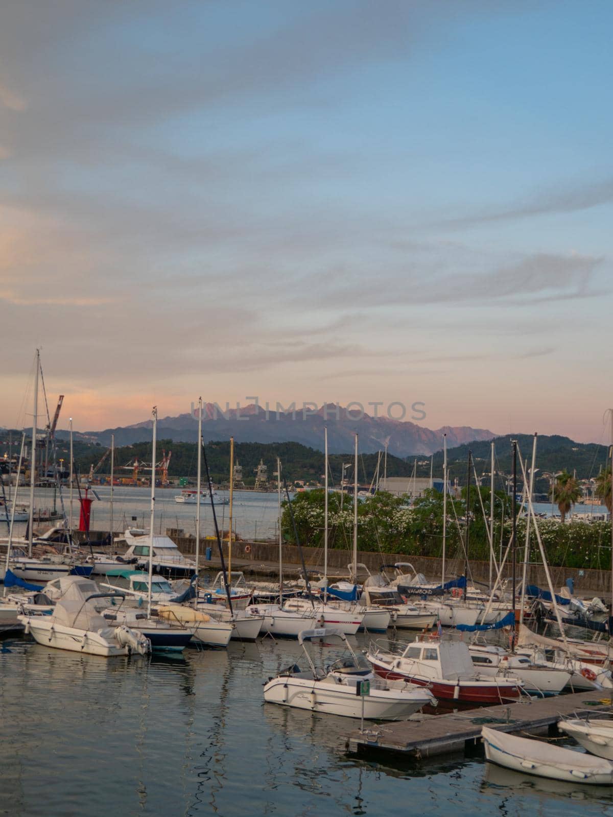 Panoramic view of La Spezia at sunset