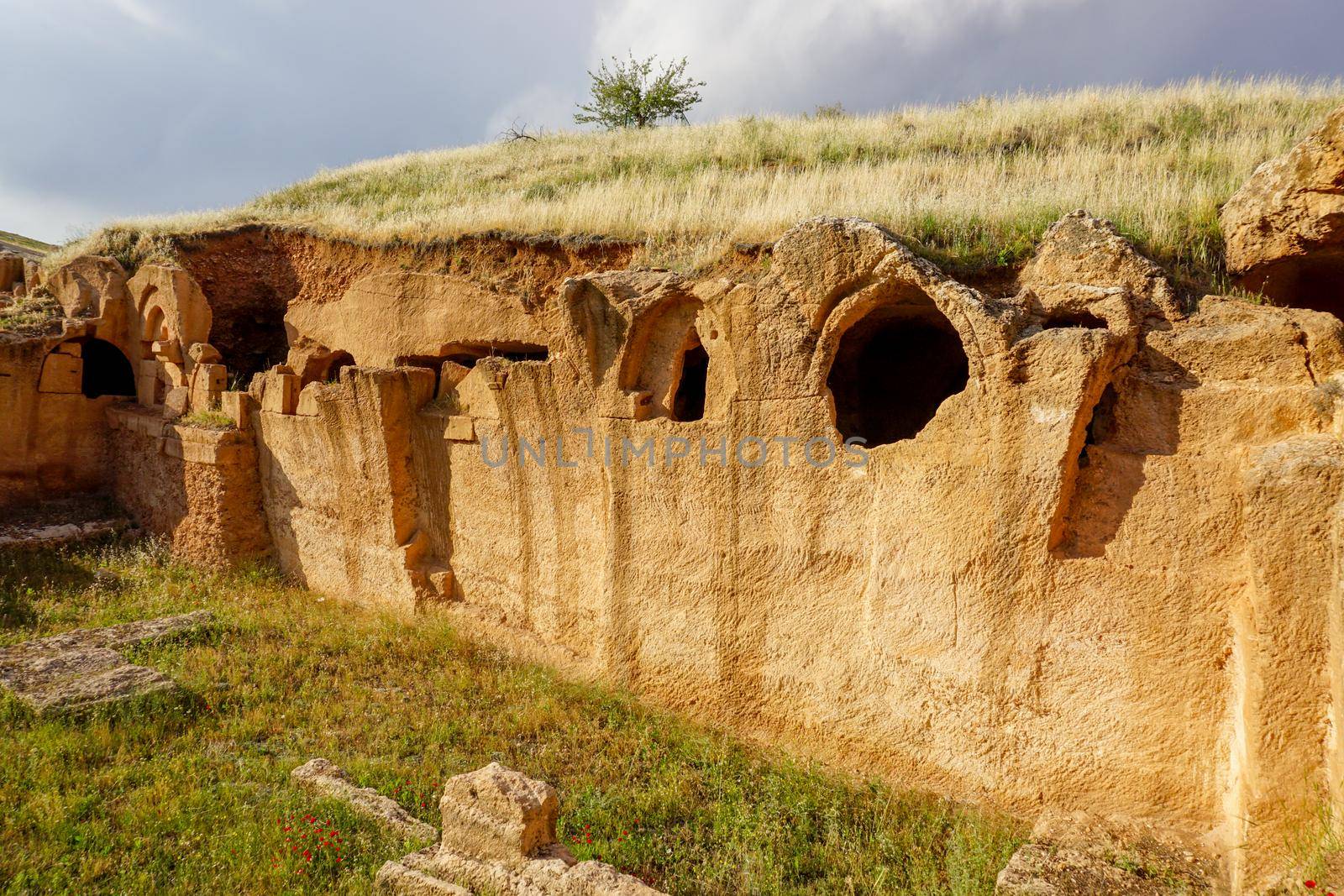 12 May 2022 Mardin Turkey. Dara antique city witn necropol and cistern of Eastern Roman Empire