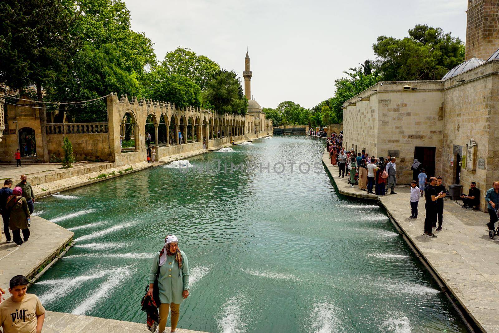 14 May 2022 Sanliurfa Turkey. Urfa Balikligol Halil ul Rahman mosque at Sanliurfa Turkey