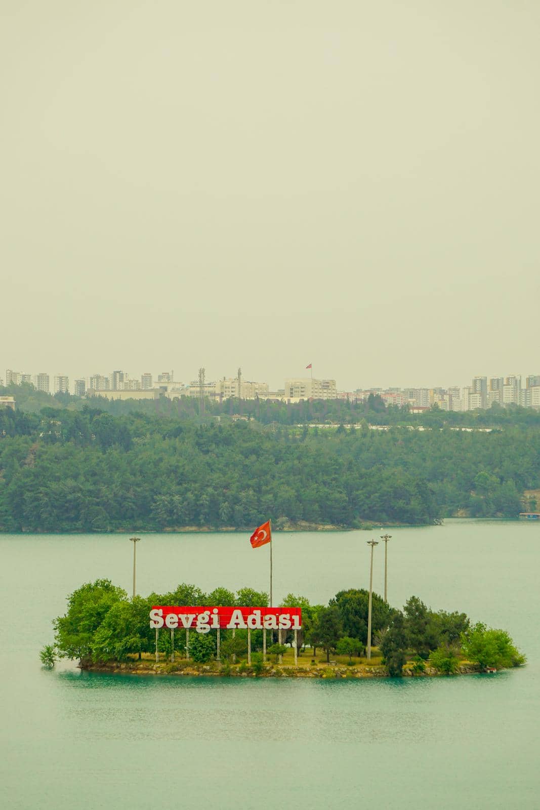 Seyhan River and Sevgi Adasi Love Island at Adana Turkey