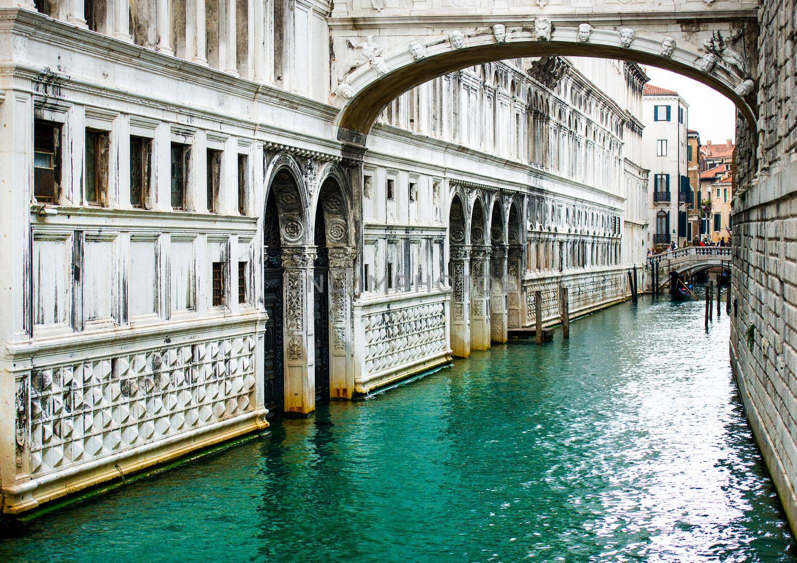 Bridge of Sighs - Ponte dei Sospiri. A legend says that lovers will be granted eternal love if they kiss on gondola at sunset under the Bridge. Venice, Italy.