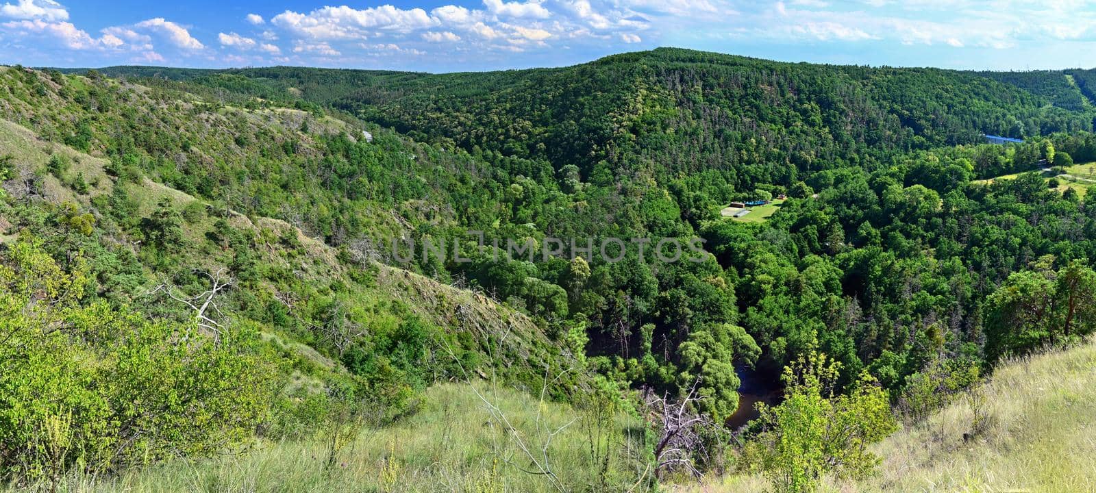 Beautiful summer landscape in the Czech Republic. Mohelen serpentine steppe in summer. (Mohelenska hadcova step)