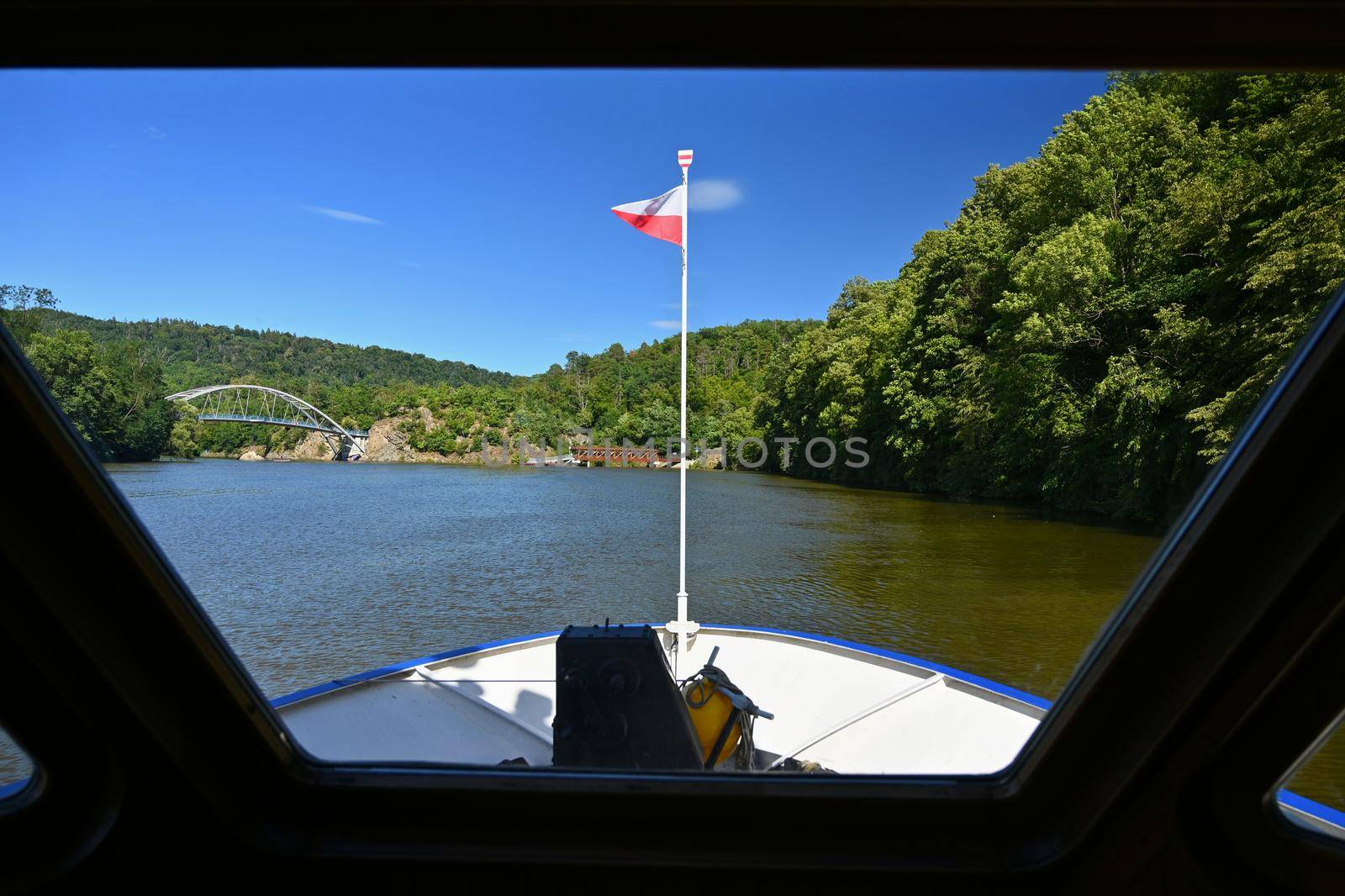 Brno Dam. Beautiful summer landscape in the Czech Republic. View from the cruise ship.