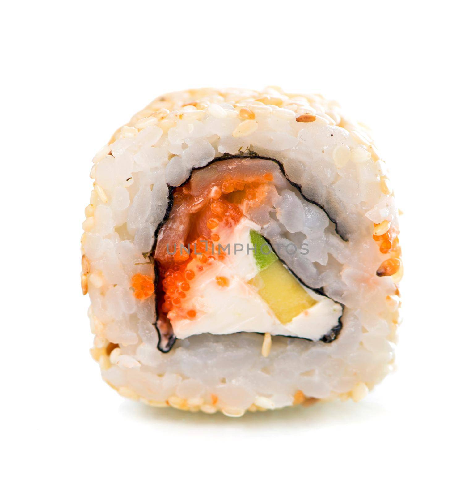 Maki sushi, roll isolated on white