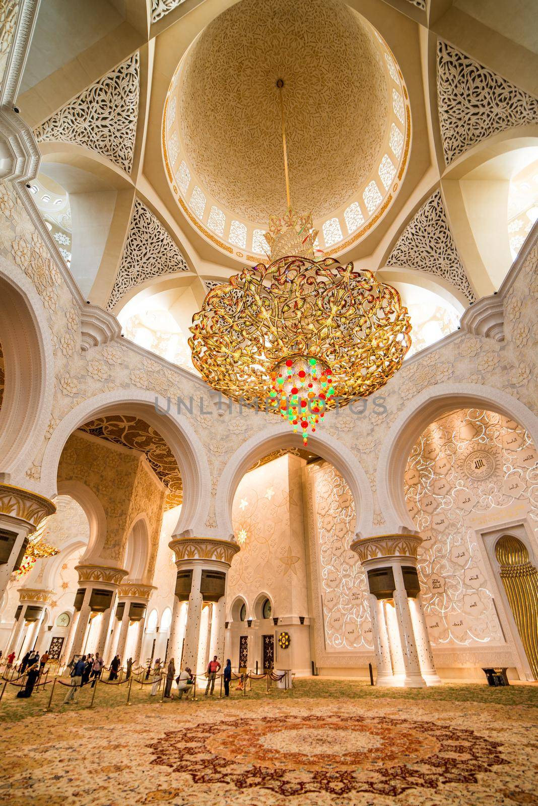 Abu Dhabi, United Arab Emirates - December 18, 2014: Sheikh Zayed Grand Mosque, Abu Dhabi, UAE on December 18, 2013 in Abu Dhabi. The 3rd largest mosque in the world, area is 22,412 square meters