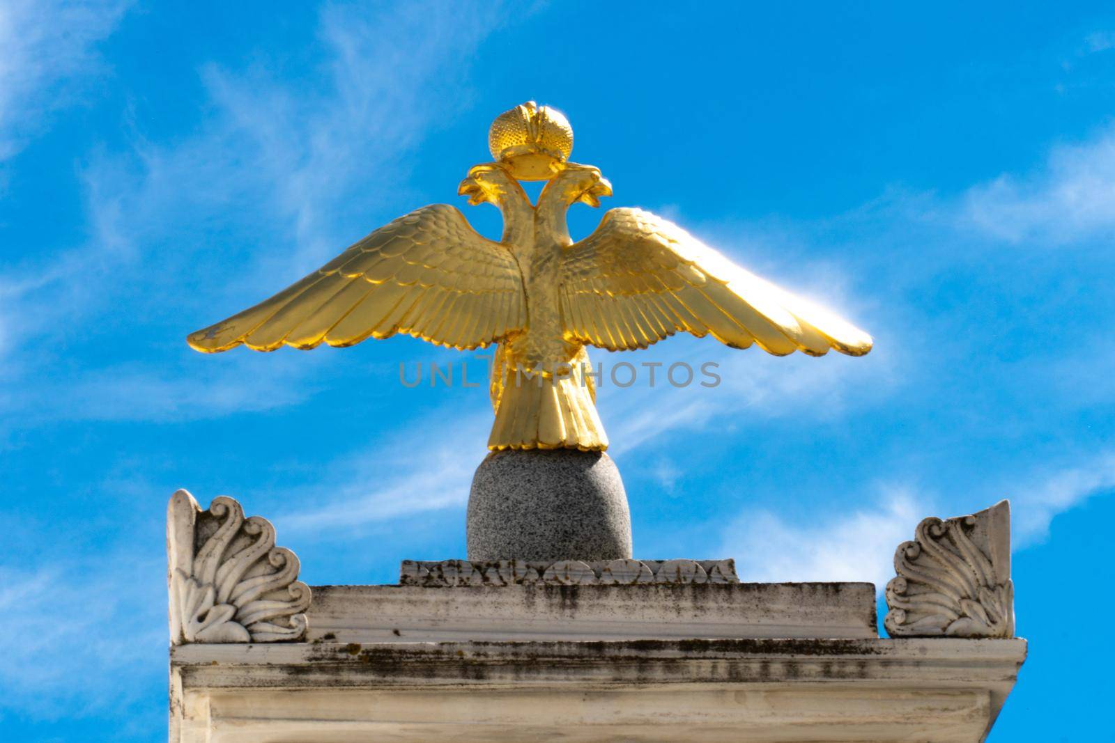 Russia russian symbol karaim state eagle official federation arms town, from outdoor animation from kremlin from empire water, yellow tour. Motion winter view,