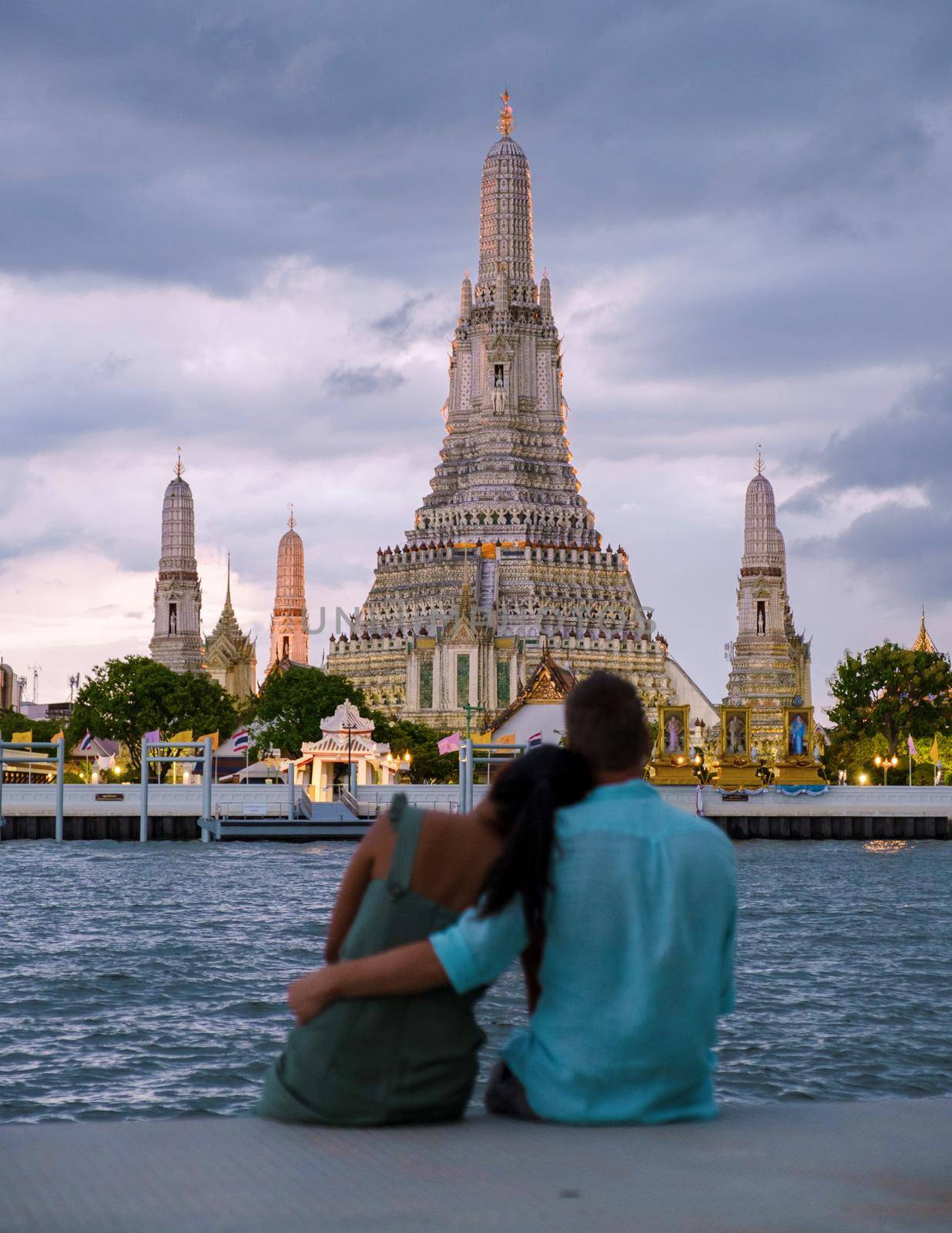Wat Arun temple Bangkok Thailand, Temple of Dawn, Buddhist temple alongside Chao Phraya River by fokkebok
