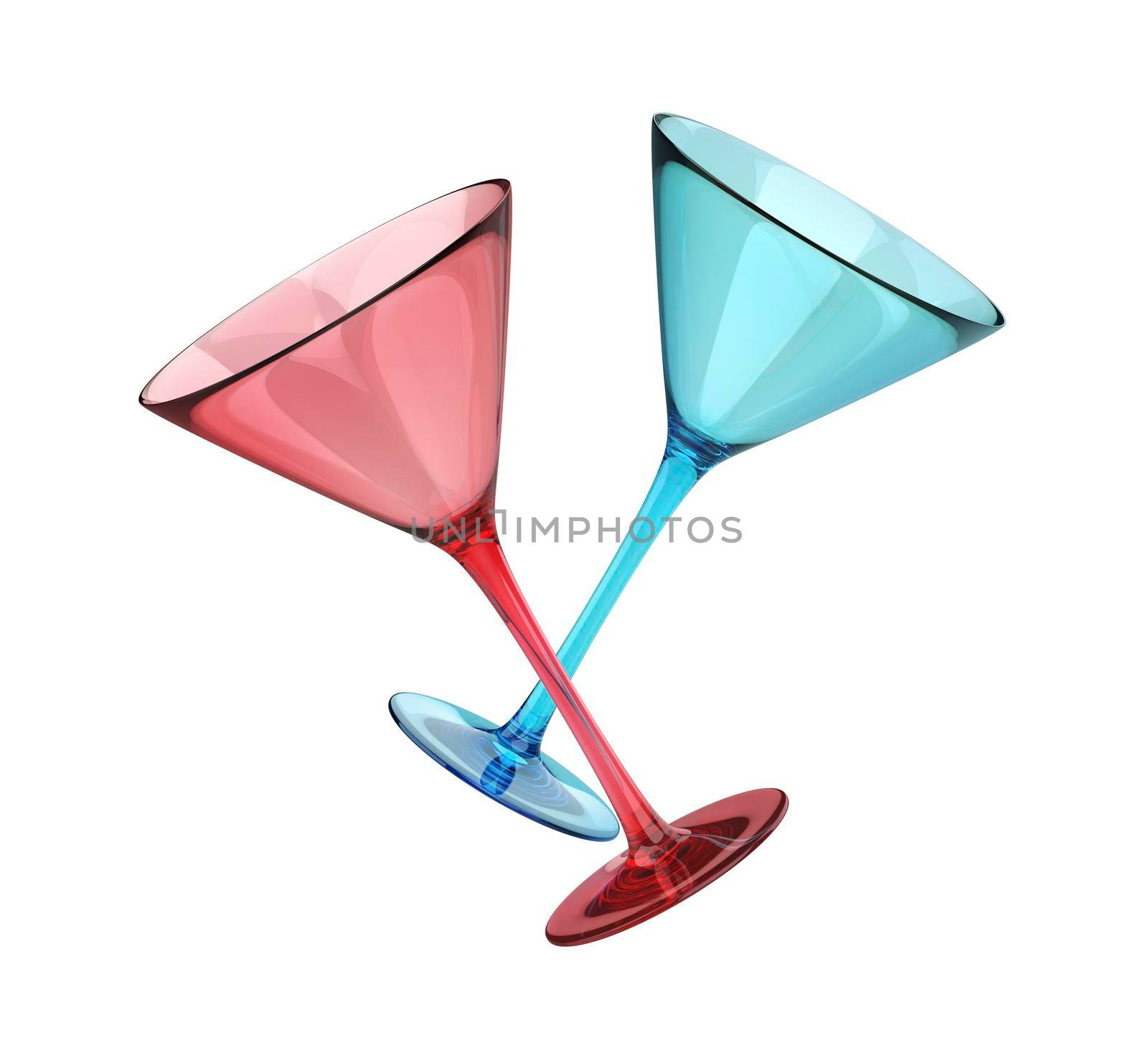Red and blue cocktail glasses by magraphics