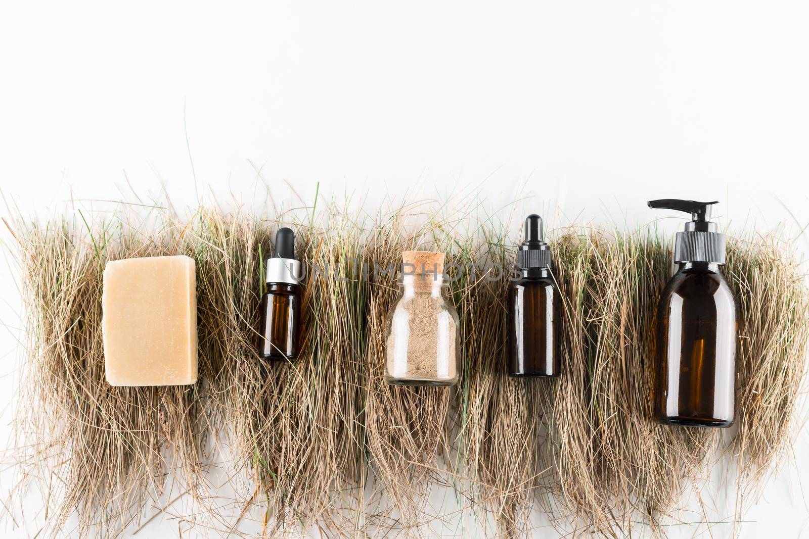 concept of ecological cosmetics without plastic in glass bottles by maramorosz
