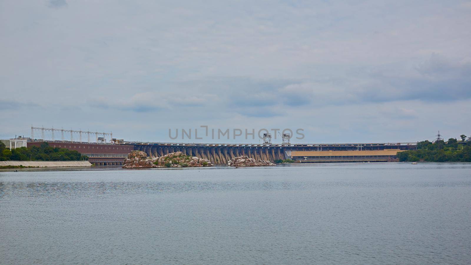 DniproGES in Zaporozhye. Hydroelectric power station on the Dnipro River by sarymsakov
