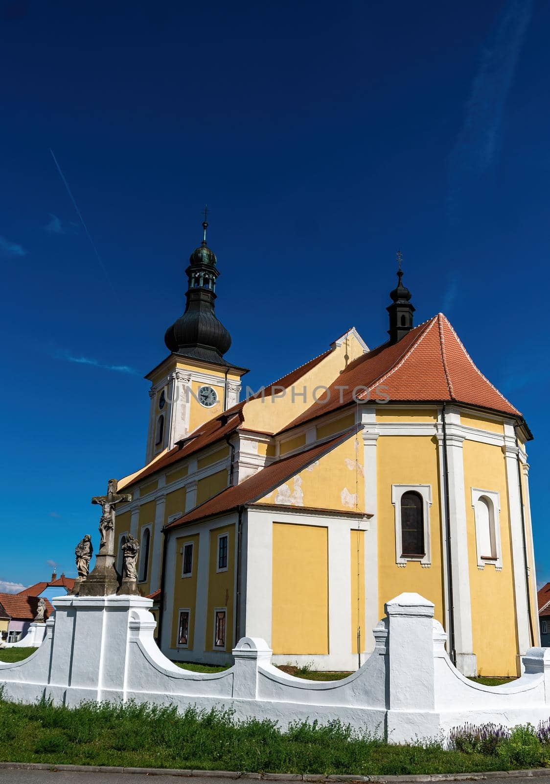 Milotice, Czech Republic - July 7 - Church of All Church of All Saints in the village of Milotice in South Moravia