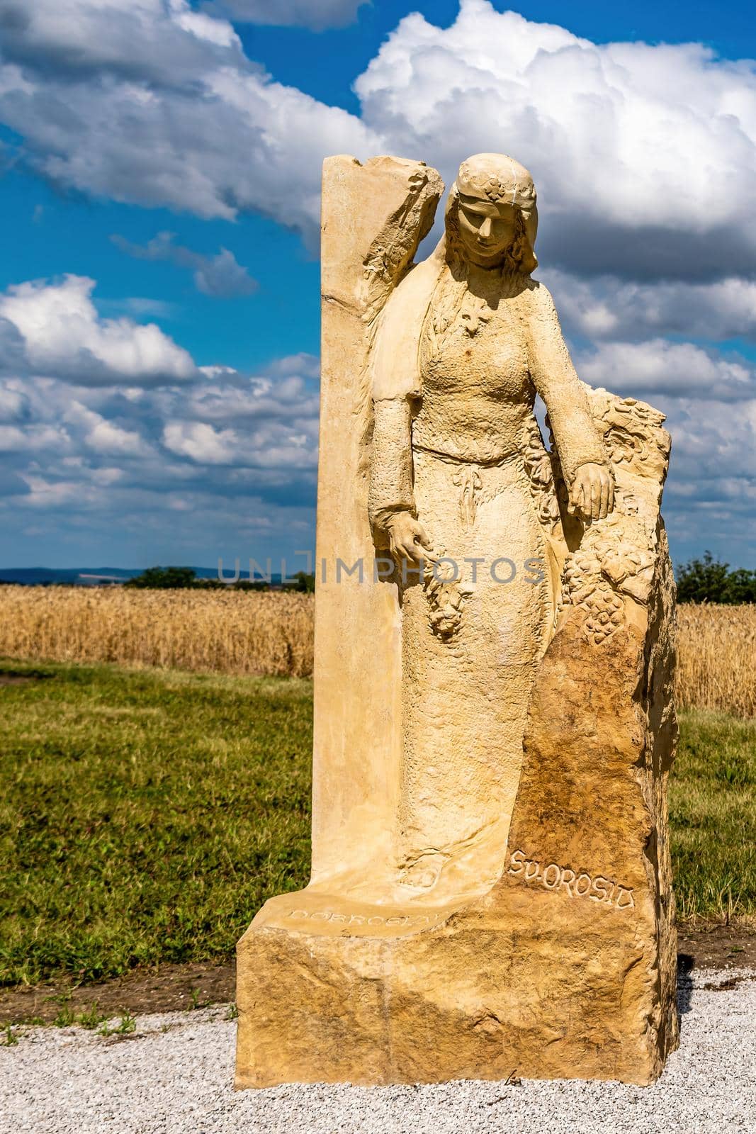 Ratiskovice, Czech Republic - July 7 - The mythical hill of Naklo near Ratiskovice. Saint Dobroslava on Naklo hill near Ratiskovice. patroness of winegrowers and protector against bad weather.